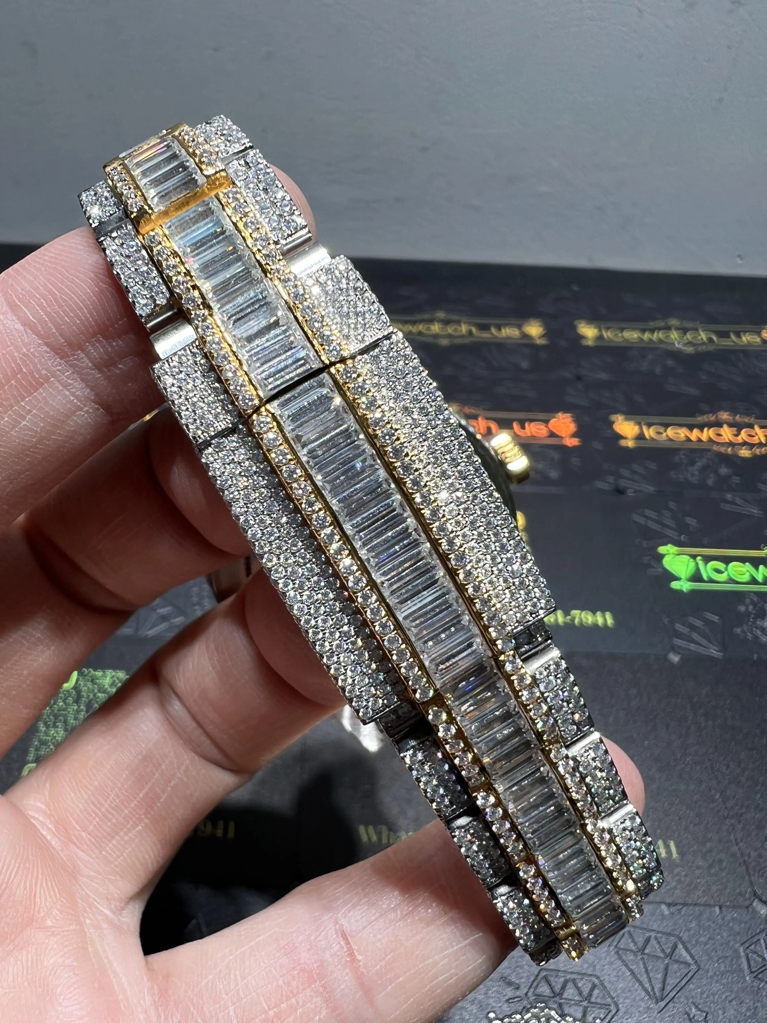 Sky-Dweller 42mm Icedout Watch with Baguette Band D1552519234 — view 8