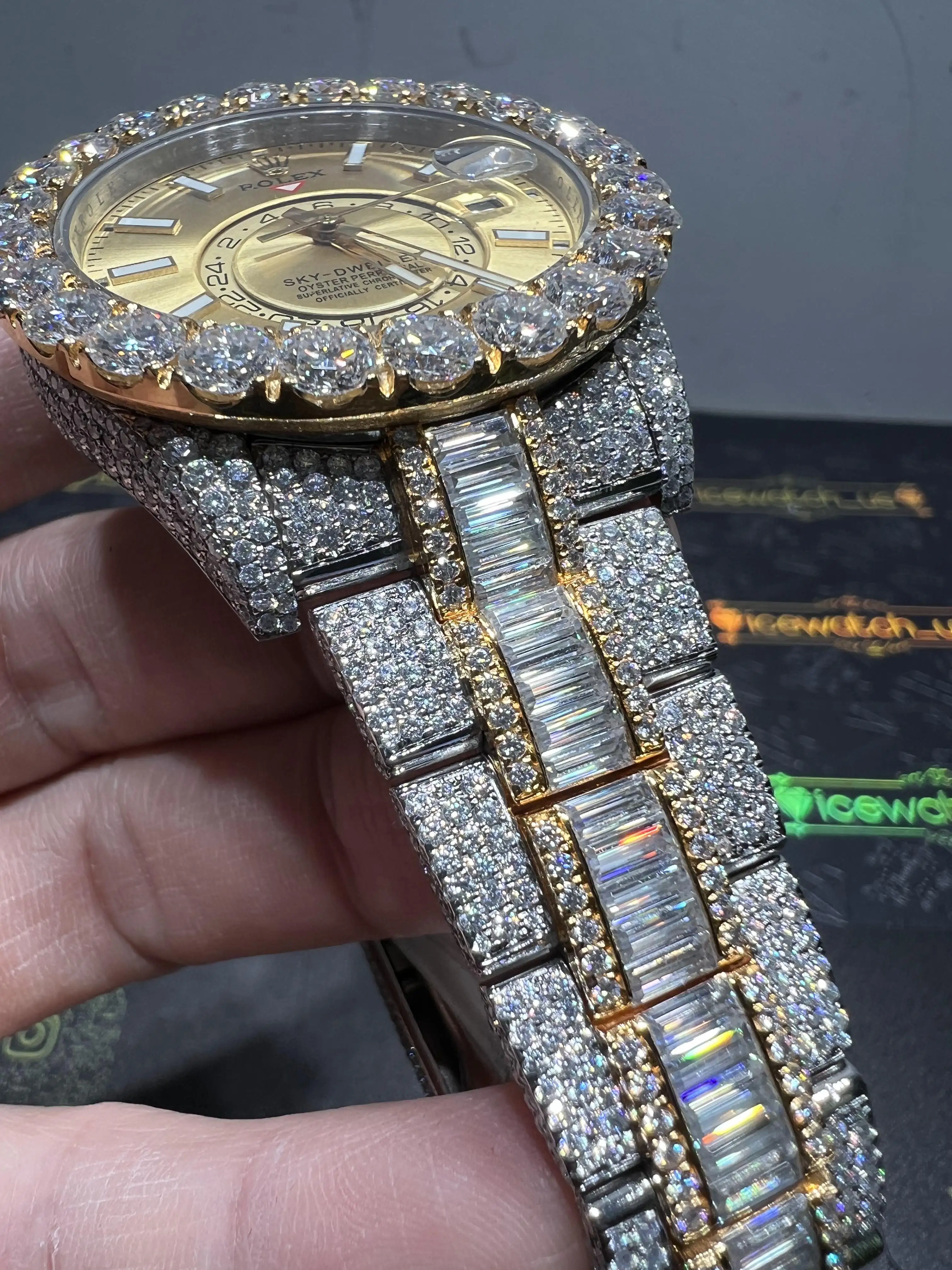 Sky-Dweller 42mm Icedout Watch with Baguette Band D1552519234 — view 5