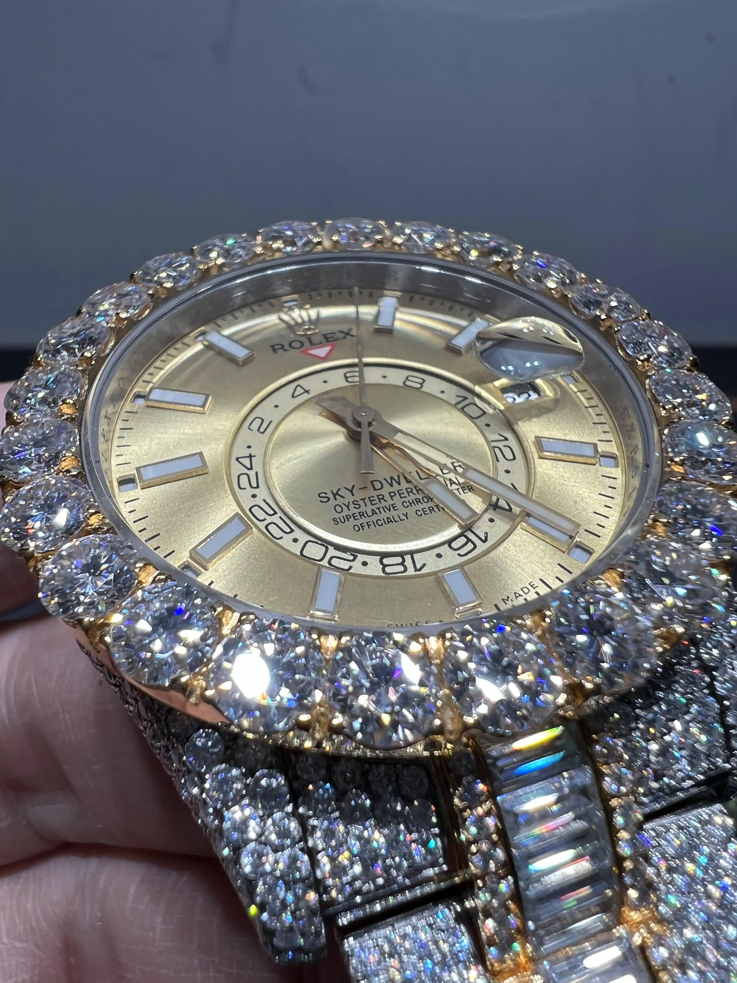 Sky-Dweller 42mm Icedout Watch with Baguette Band D1552519234 — view 4