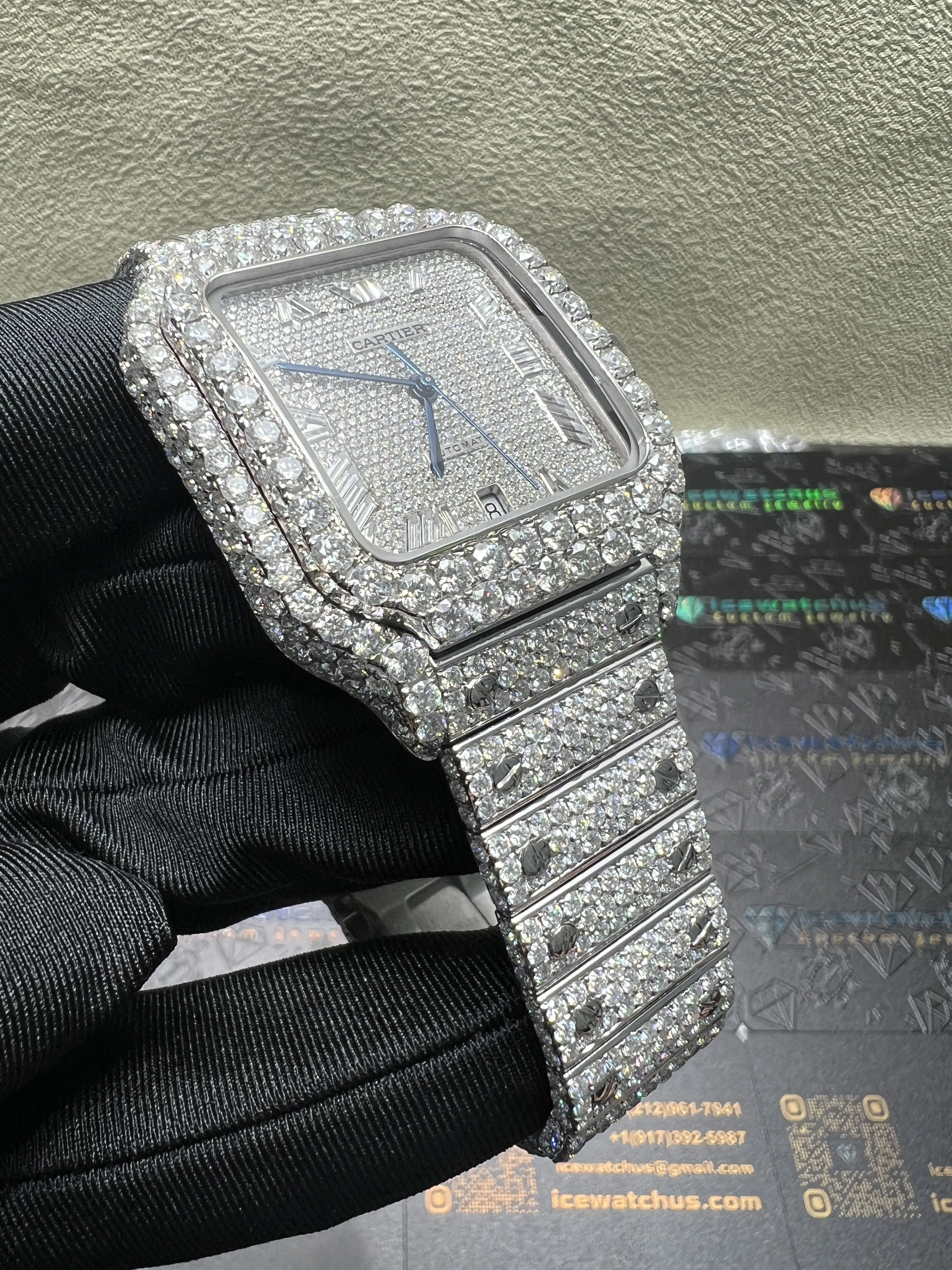 Santos 40mm Icedout Baguette Dial Watch D1215019276 — view 3