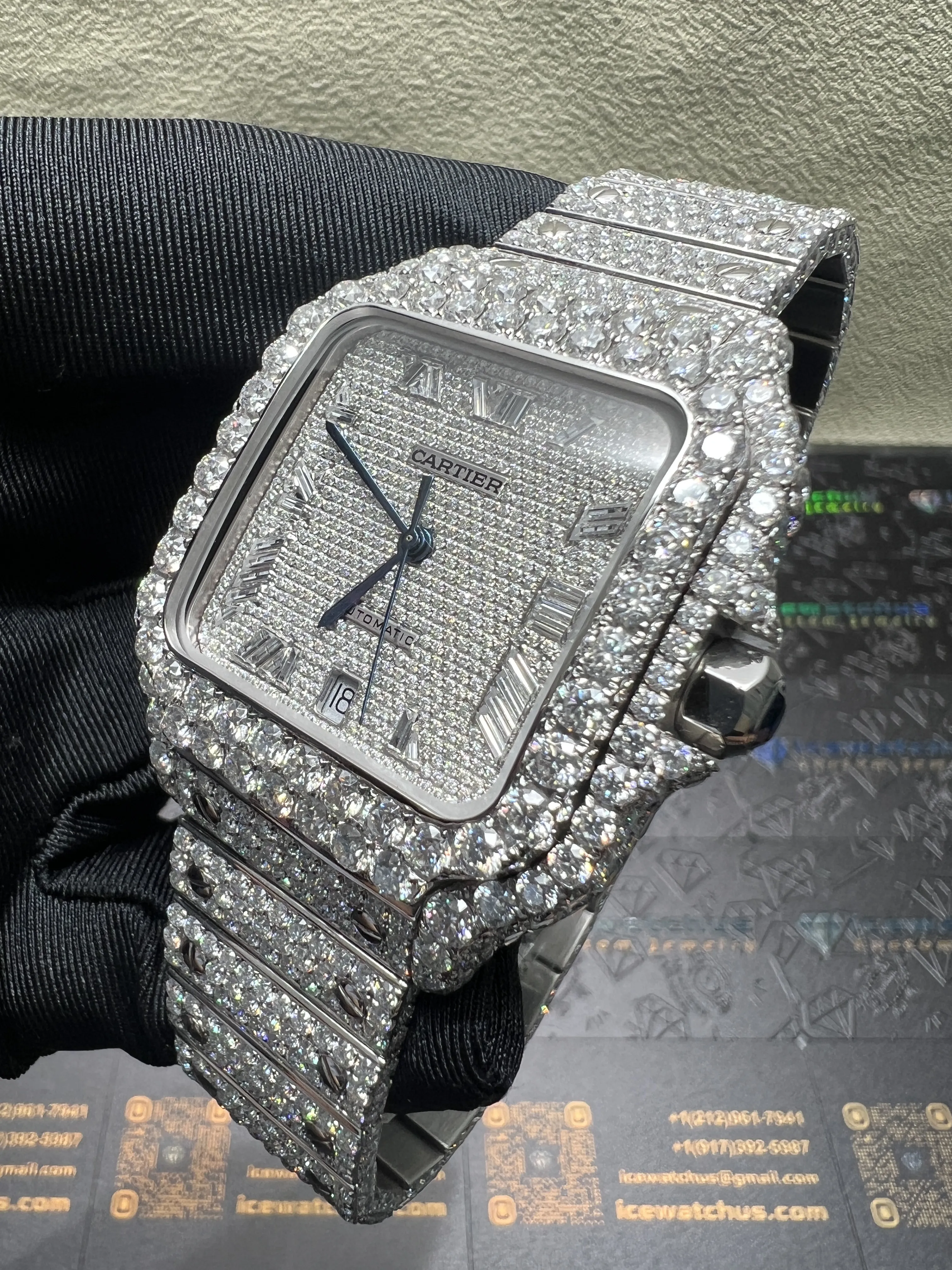 Santos 40mm Icedout Baguette Dial Watch D1215019276 — view 4