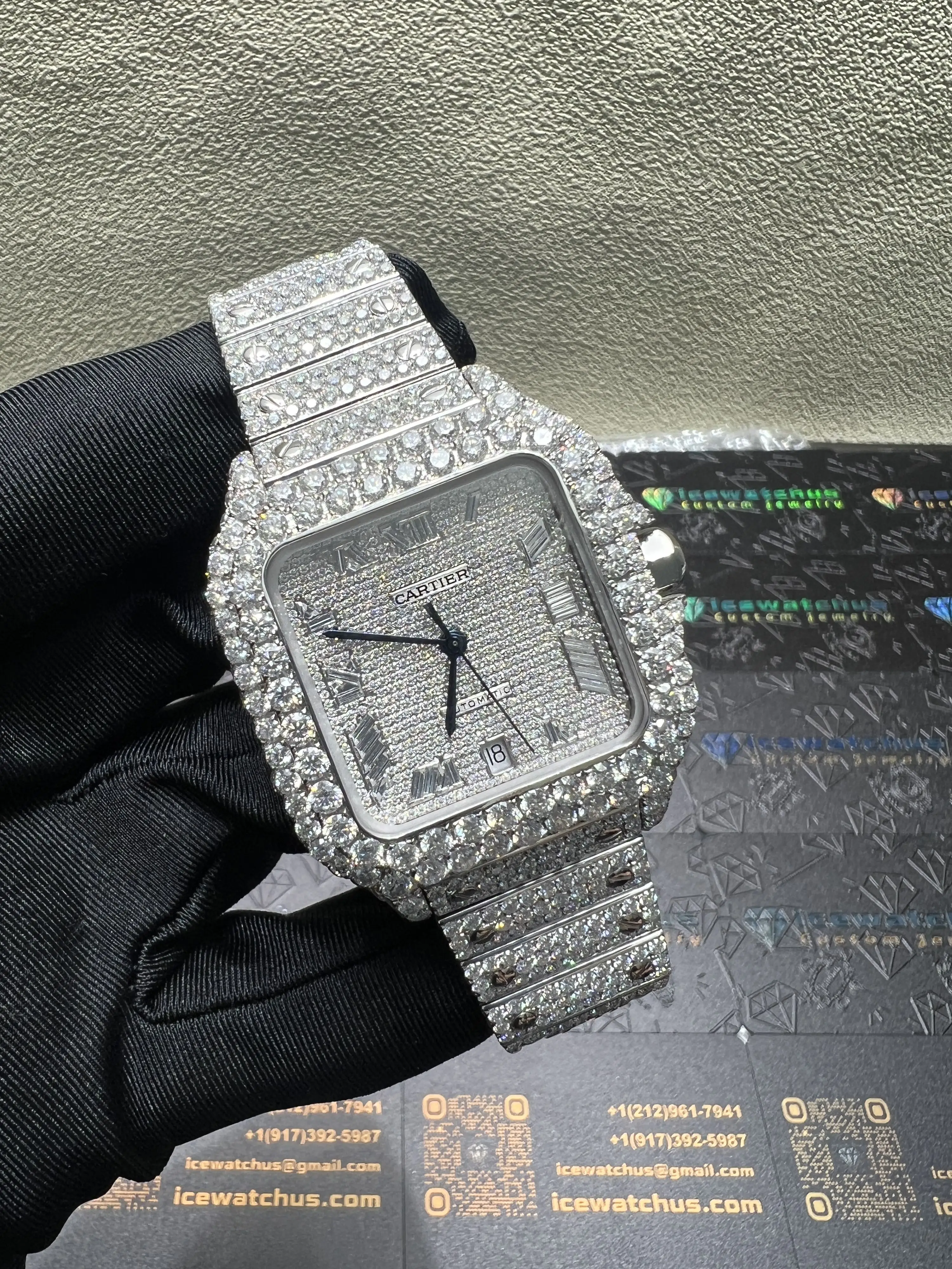 Santos 40mm Icedout Baguette Dial Watch D1215019276 — view 2