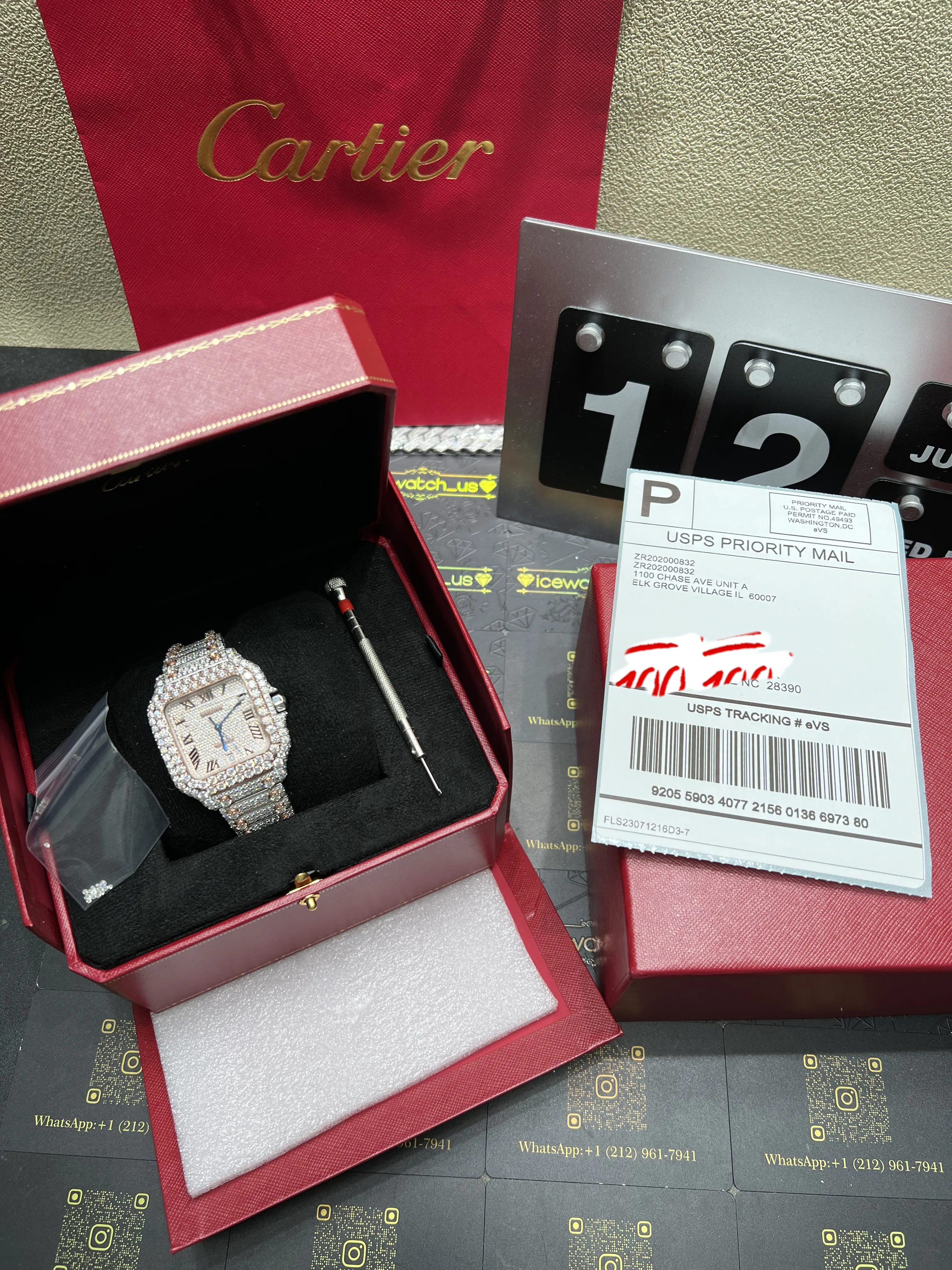 Santos de Cartier Pavé Diamond Icedout Watch