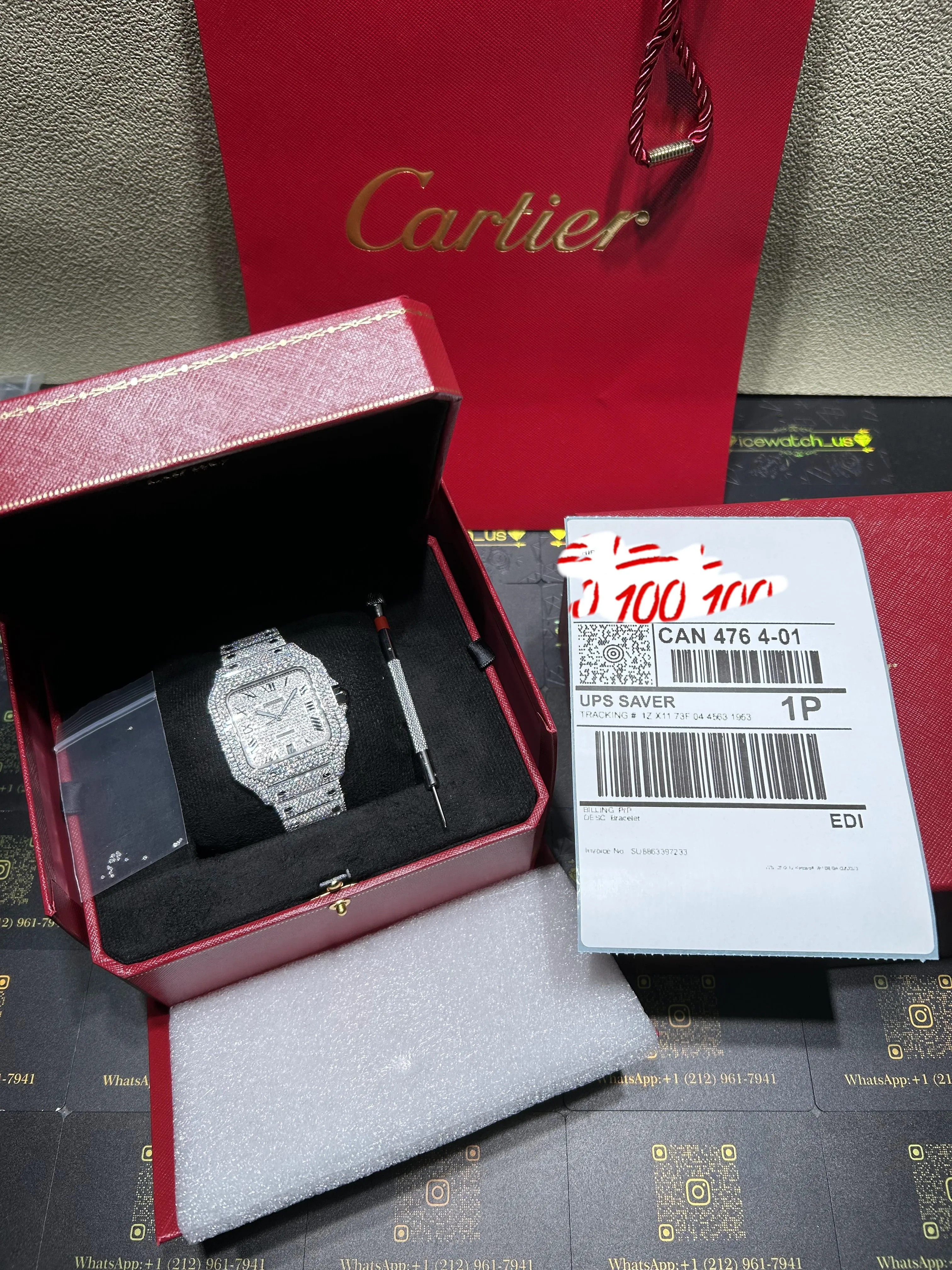 Santos de Cartier Pavé Diamond Icedout Watch