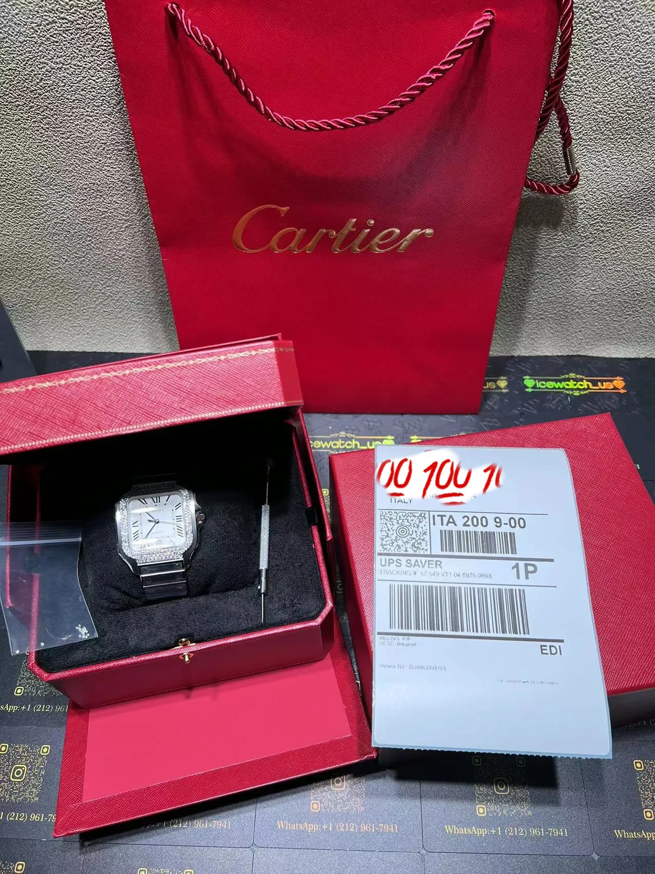 Santos de Cartier Icedout Watch with Stone-Set Bezel