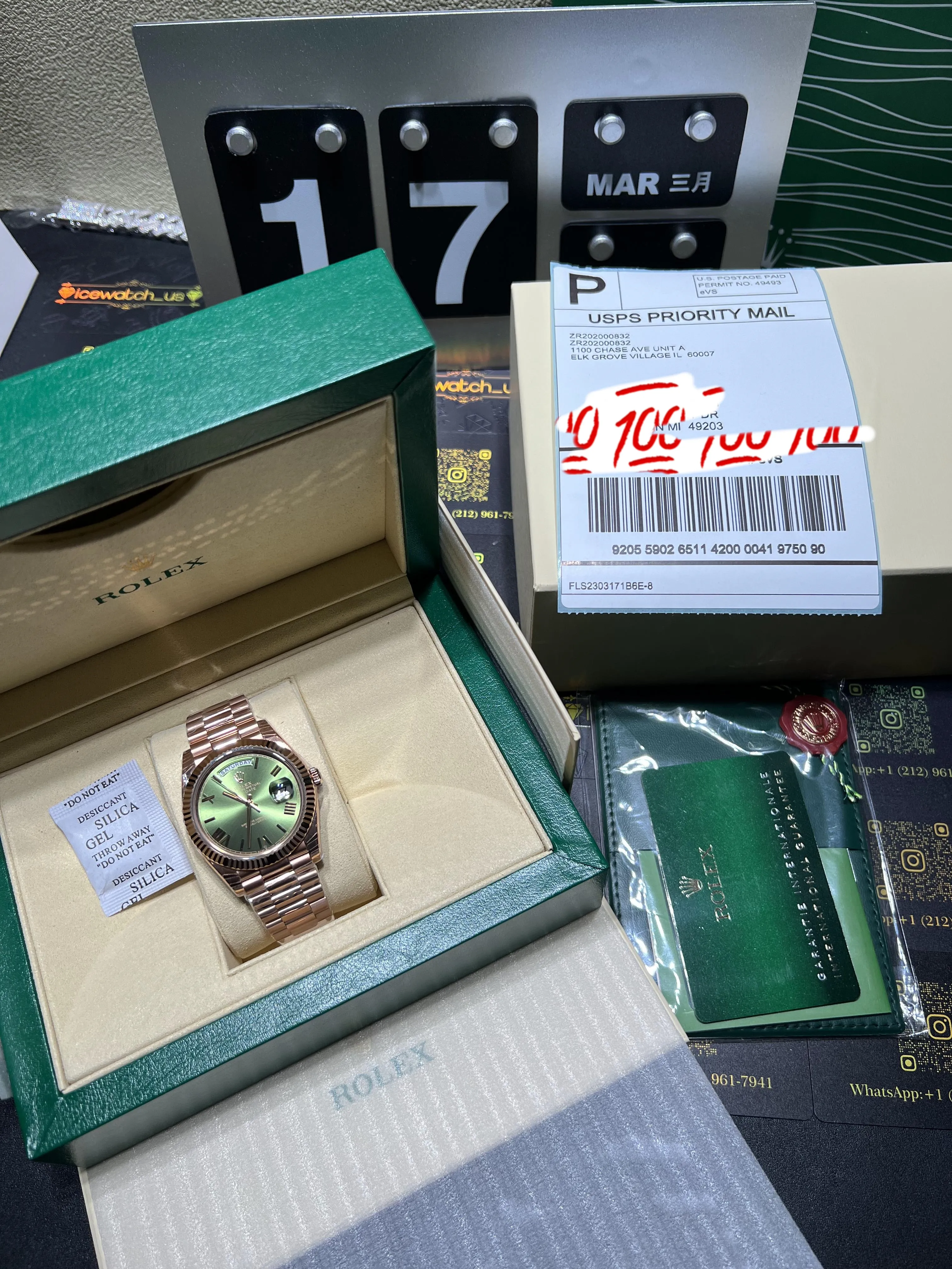 Day-Date Rose Gold Watch with Olive Green Dial