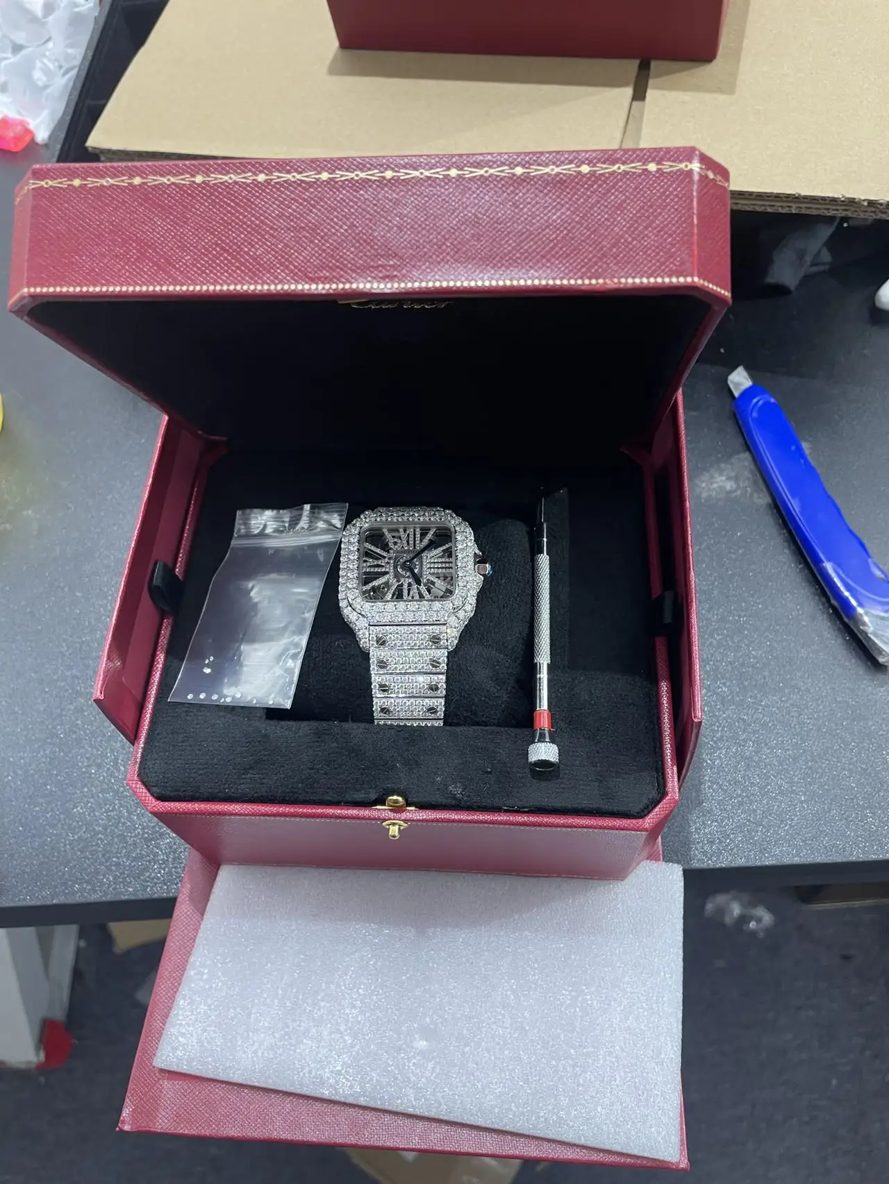 Santos de Cartier Icedout Skeleton Watch
