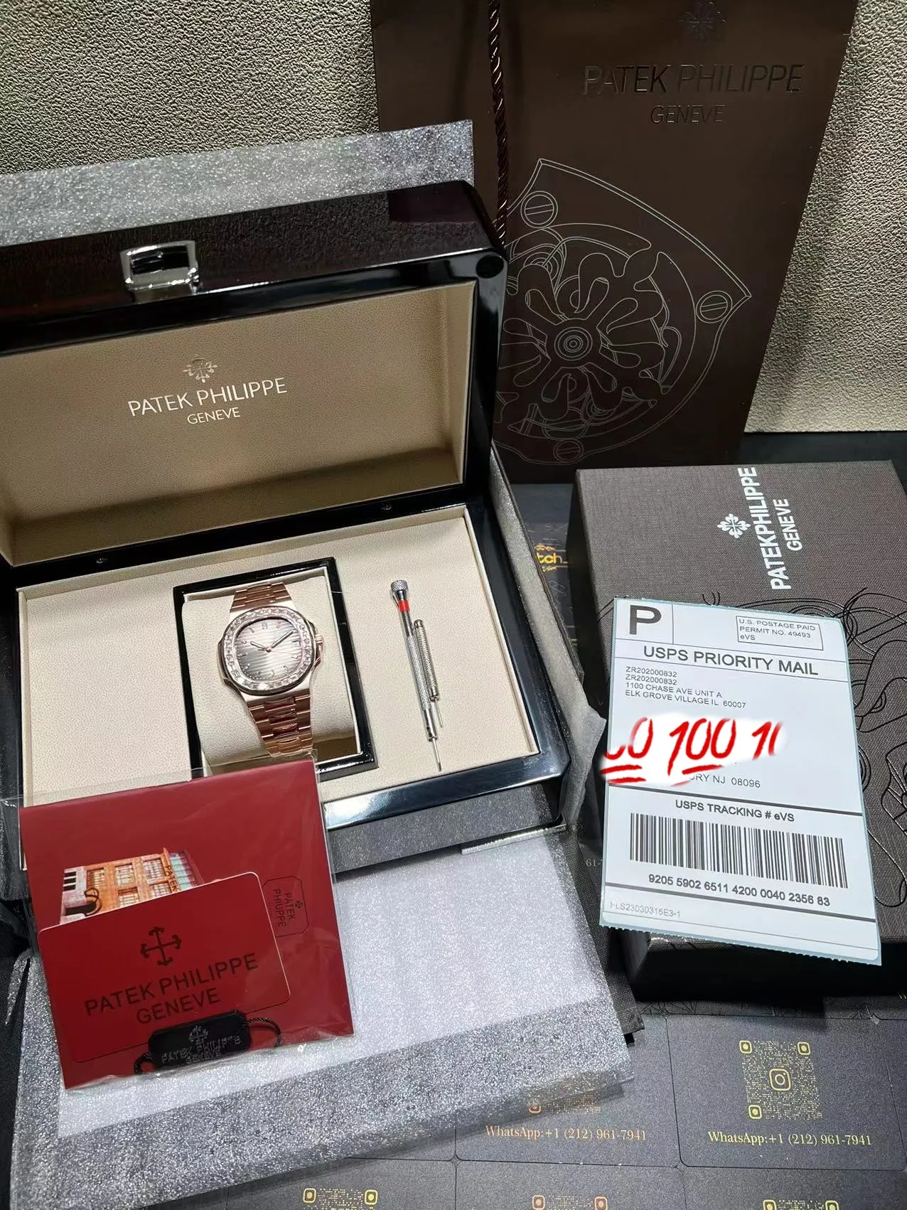 Nautilus Rose Gold Icedout Watch with Diamond Bezel