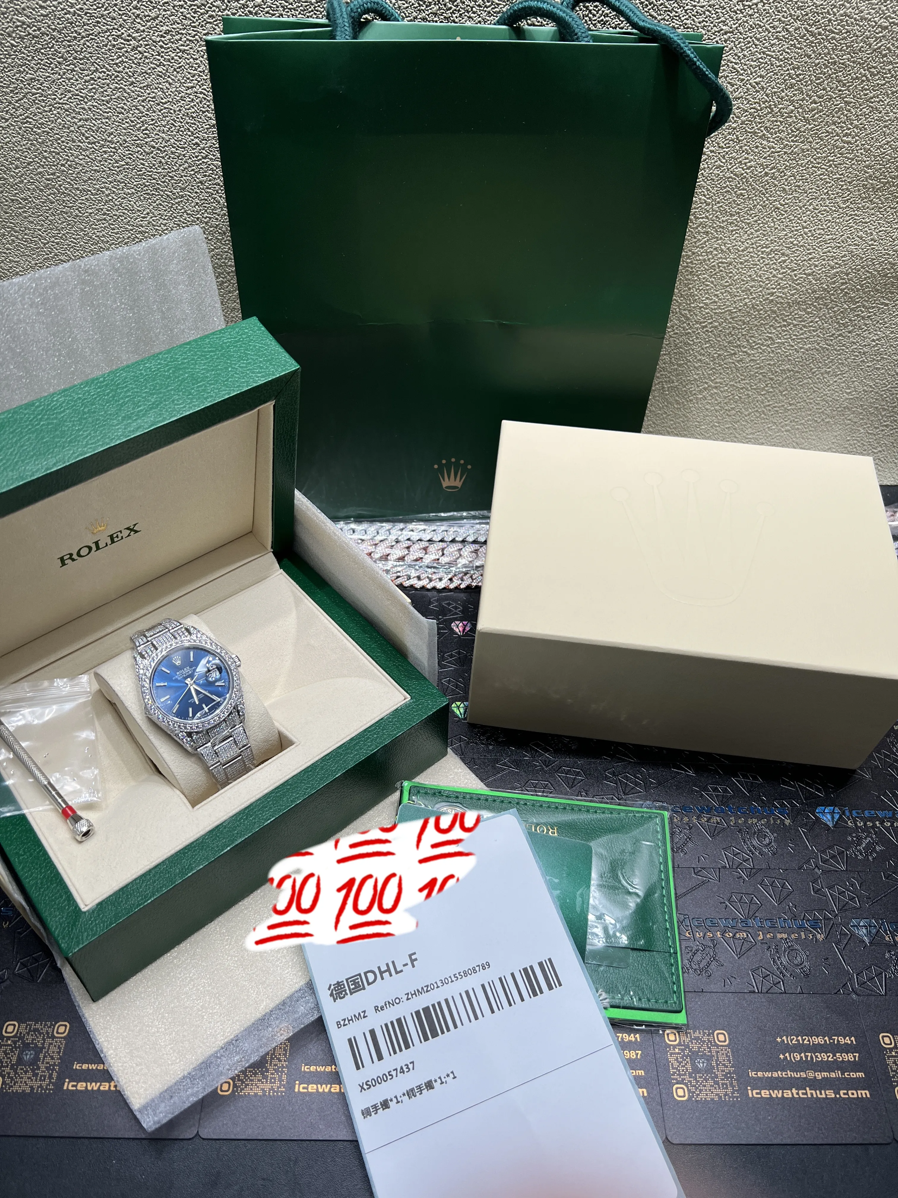 Datejust Icedout Watch with Blue Dial