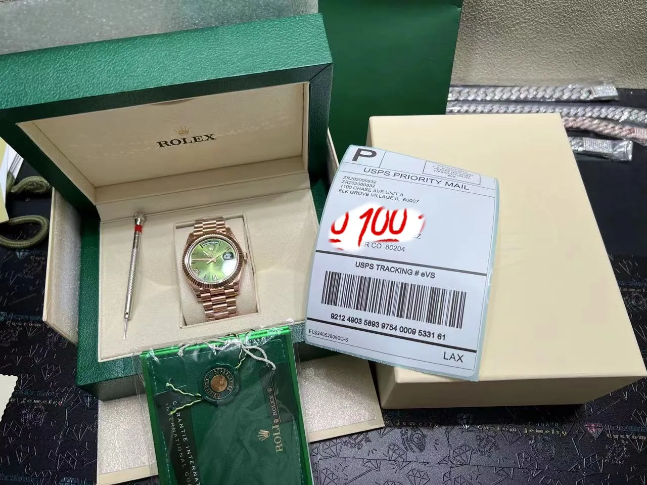 Day-Date Rose Gold Watch with Green Dial