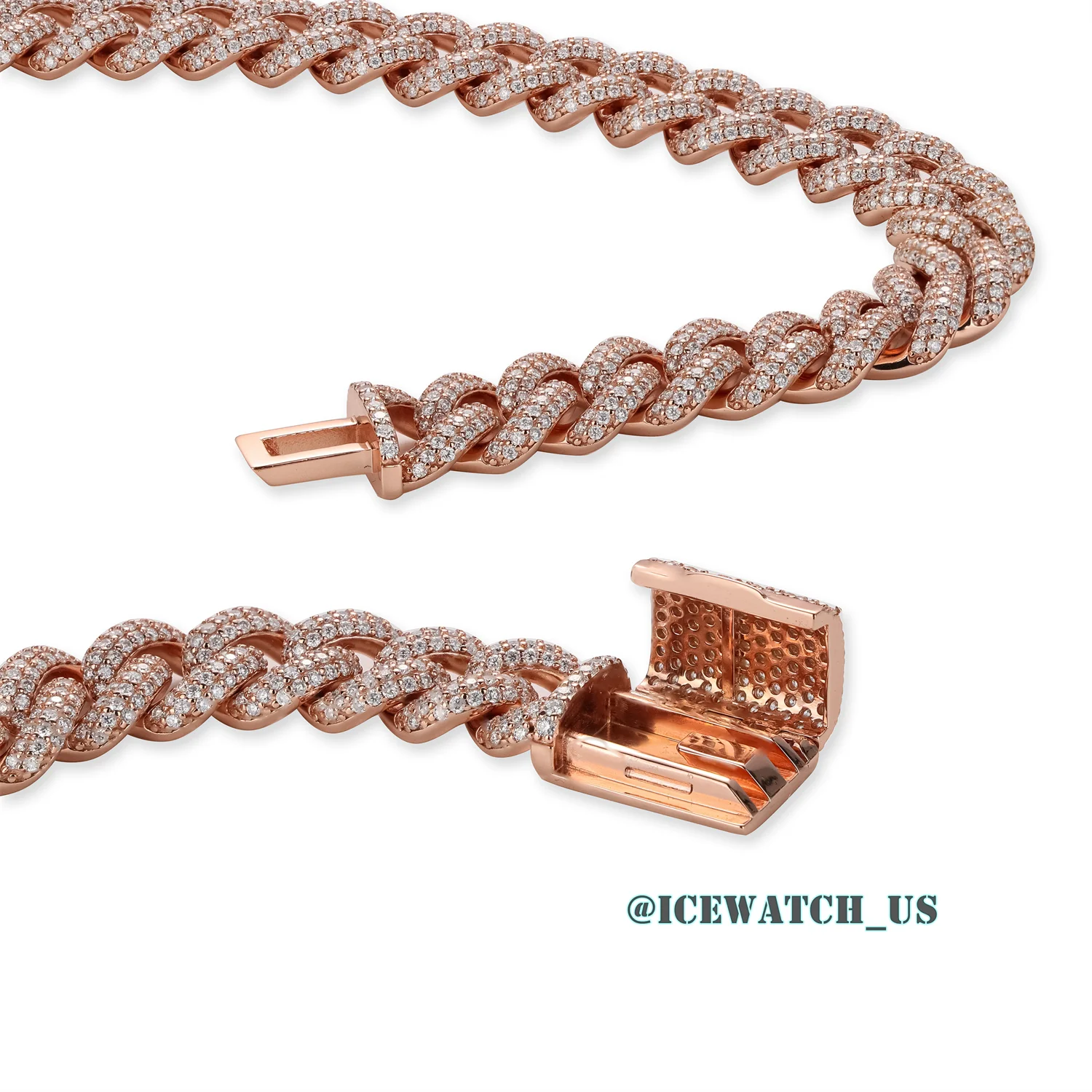 0059 925 Slive Moissanite Cuban Chains rose gold 12mm 22in D1316319296 — view 6