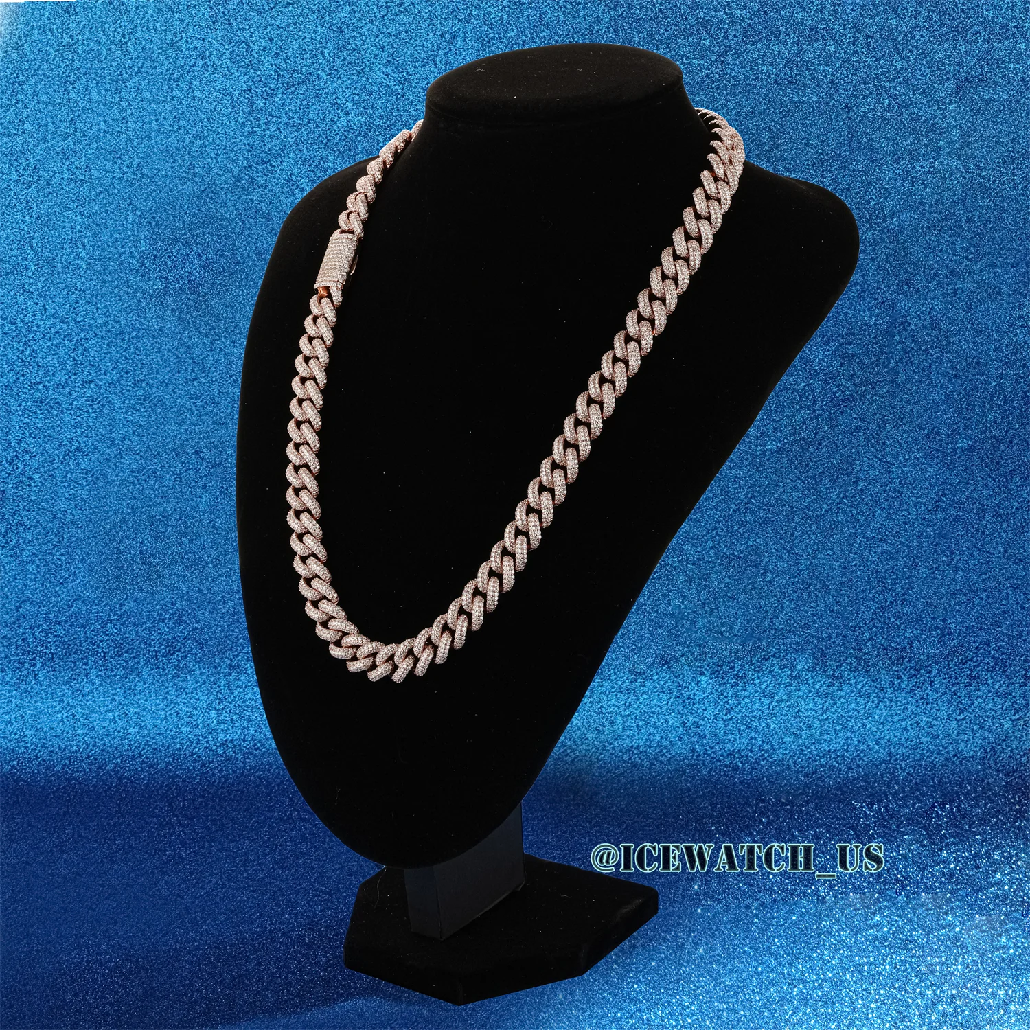 0059 925 Slive Moissanite Cuban Chains rose gold 12mm 22in D1316319296