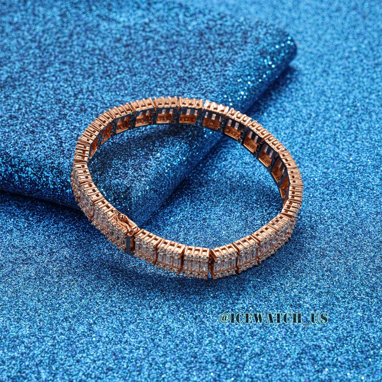 0061 925 Slive Moissanite Bracelets rose gold 8mm 7.25in D641319298 — view 3