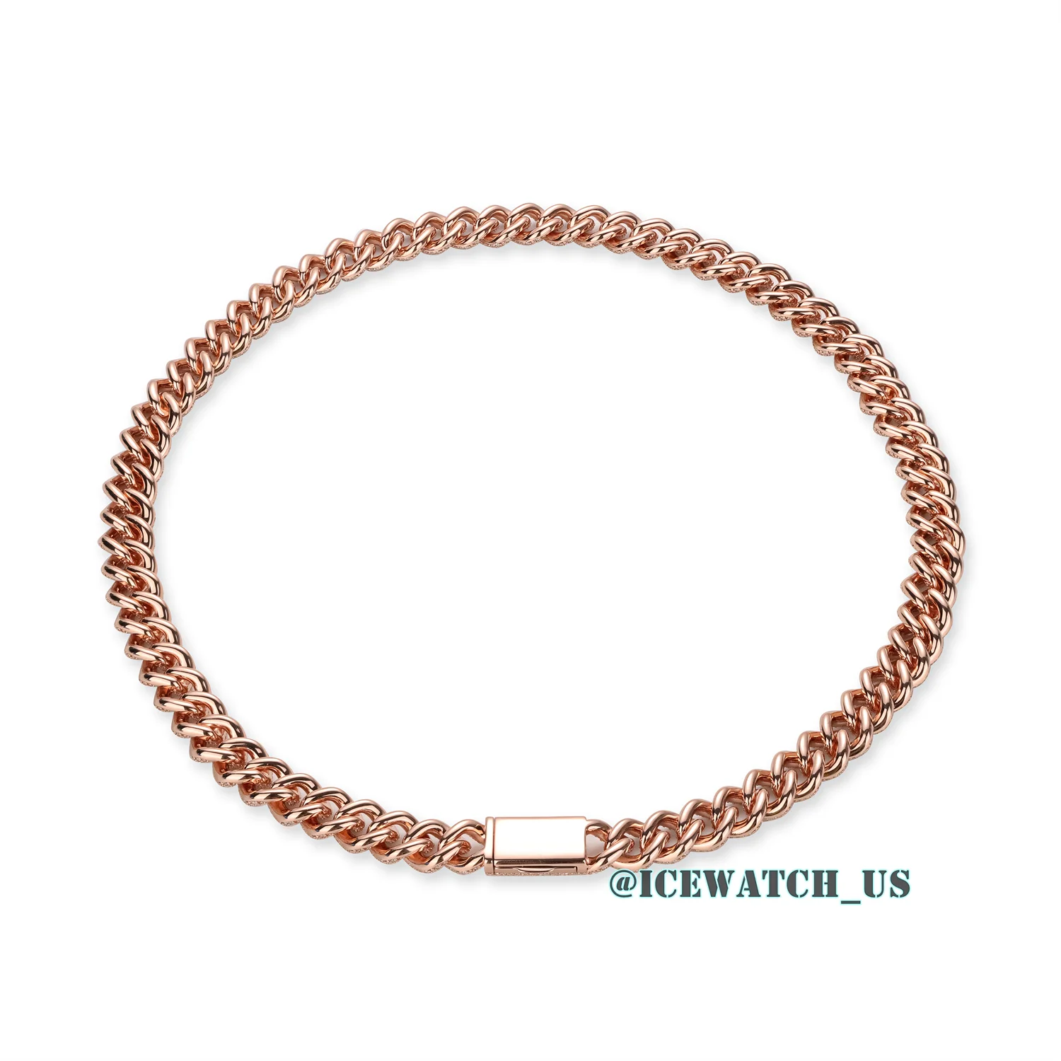 0059 925 Slive Moissanite Cuban Chains rose gold 12mm 22in D1316319296 — view 5
