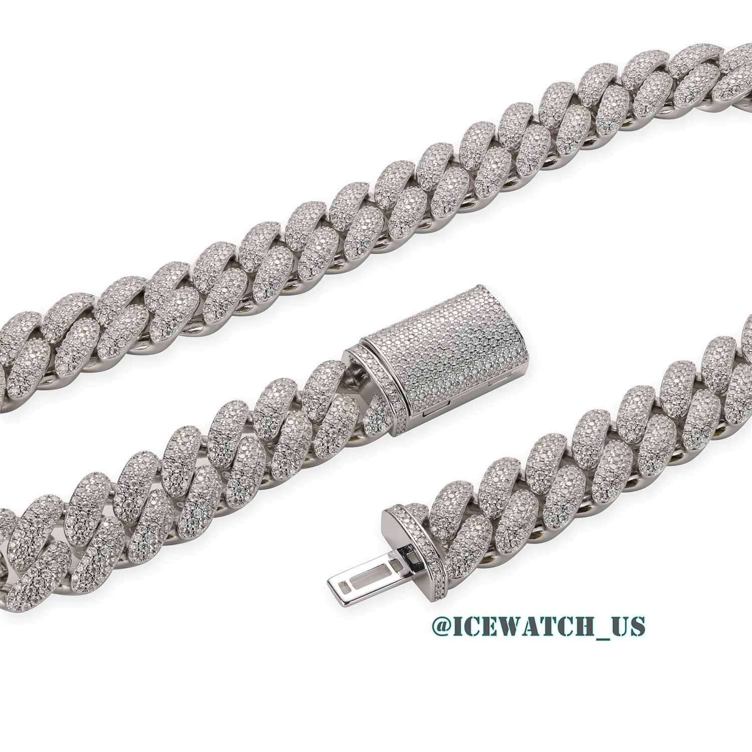 0058 925 Slive Moissanite Cuban Chains white 18mm 21in D1215019295 — view 7