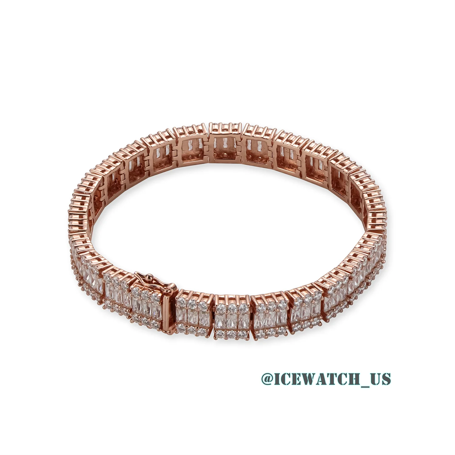 0061 925 Slive Moissanite Bracelets rose gold 8mm 7.25in D641319298 — view 6