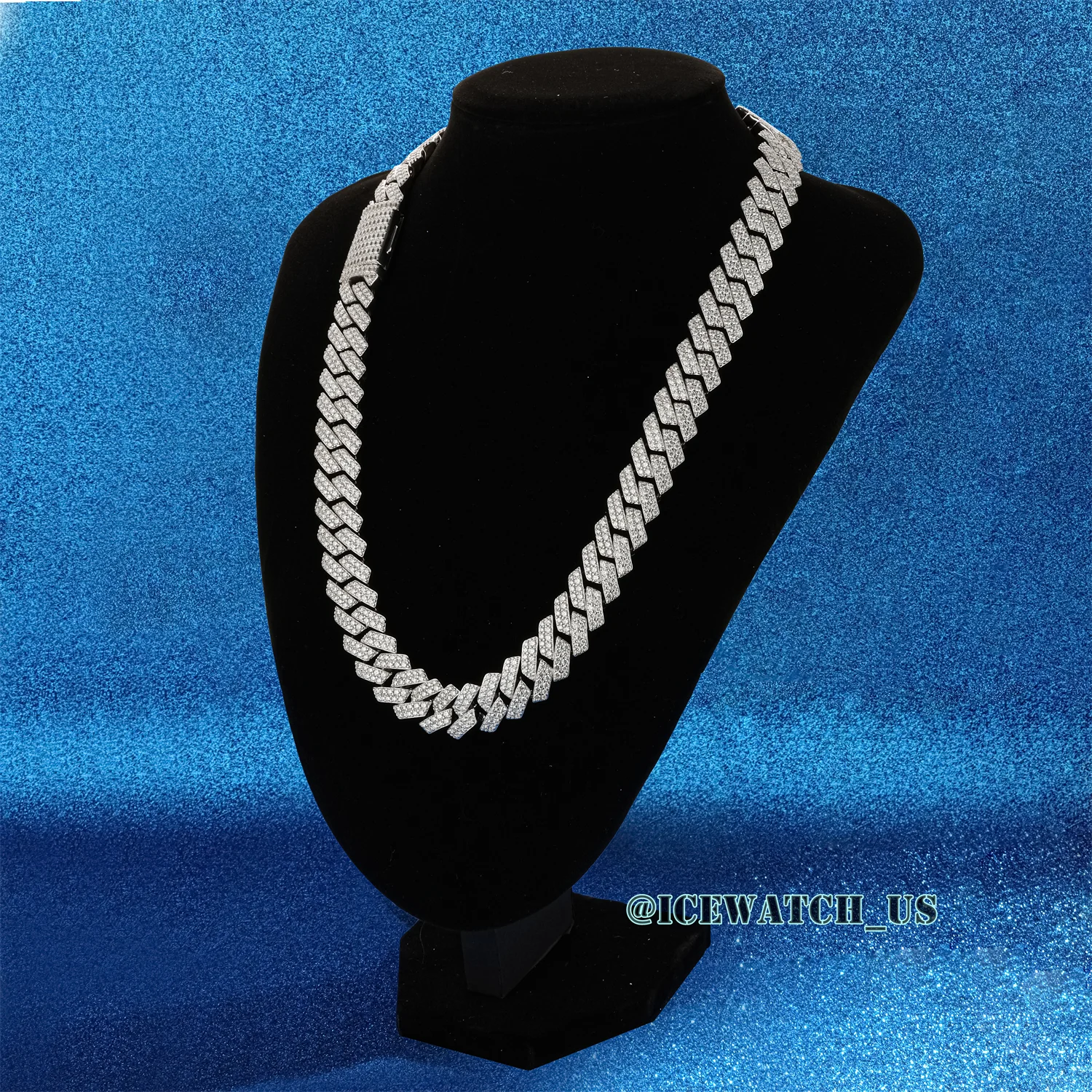 0060 925 Slive Moissanite Cuban Chains white 14mm 18in D1147519297