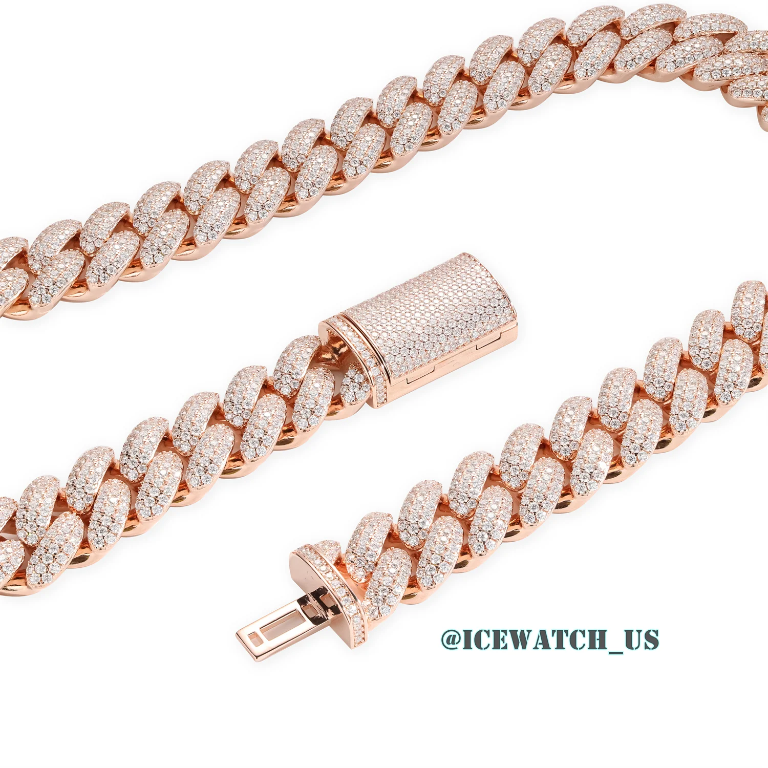 0057 925 Slive Moissanite Cuban Chains rose gold 18mm 21in D1282519294 — view 7
