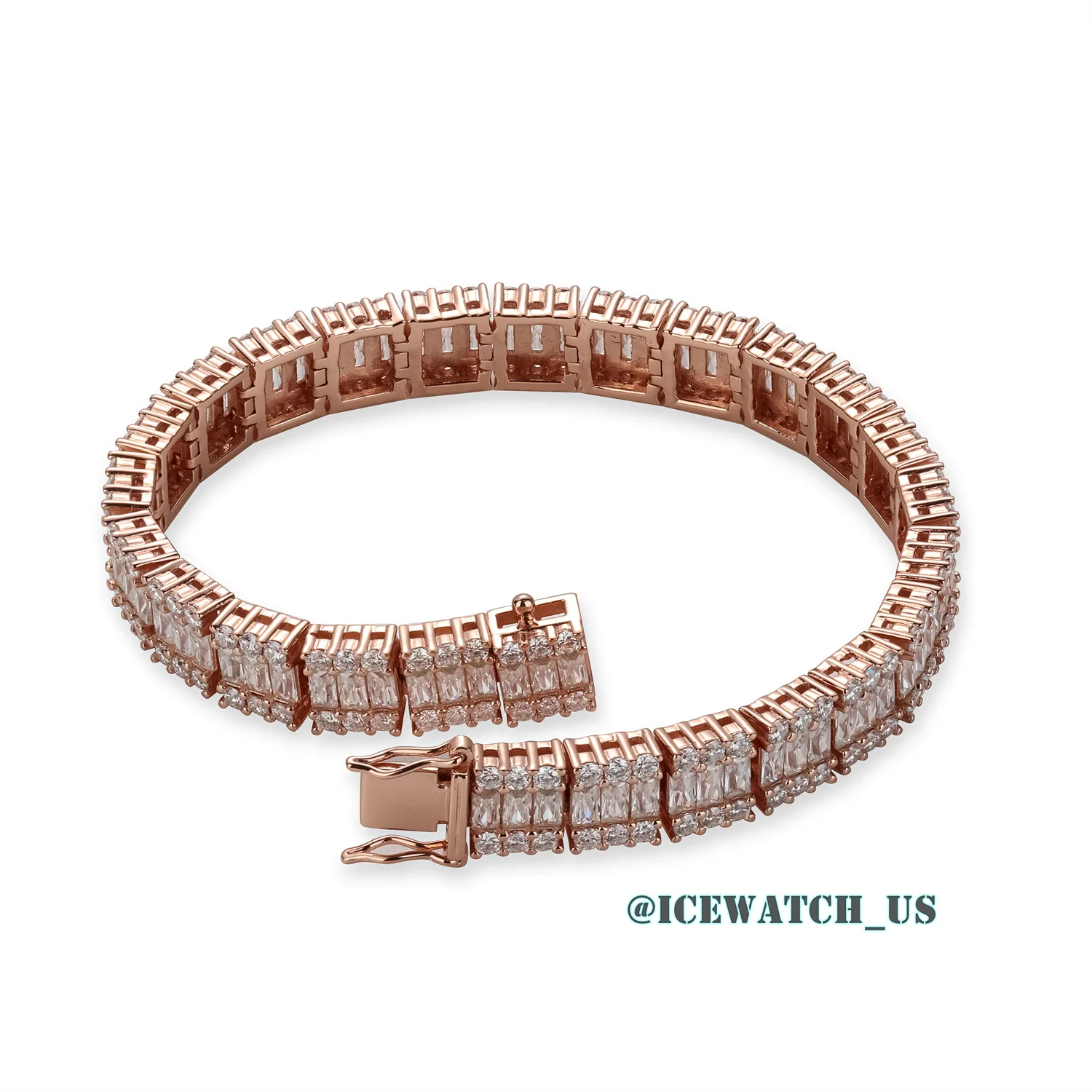 0061 925 Slive Moissanite Bracelets rose gold 8mm 7.25in D641319298 — view 4