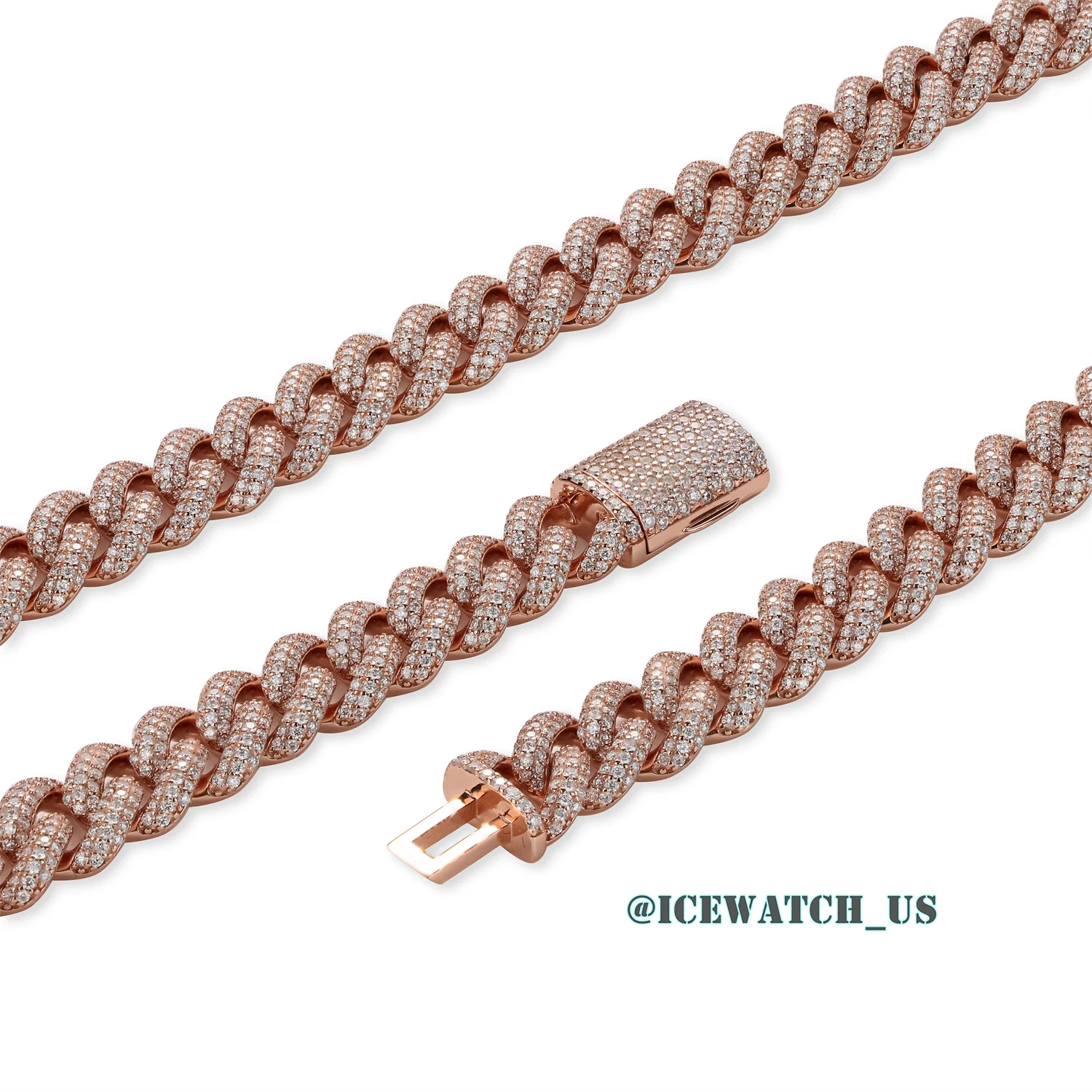 0059 925 Slive Moissanite Cuban Chains rose gold 12mm 22in D1316319296 — view 7