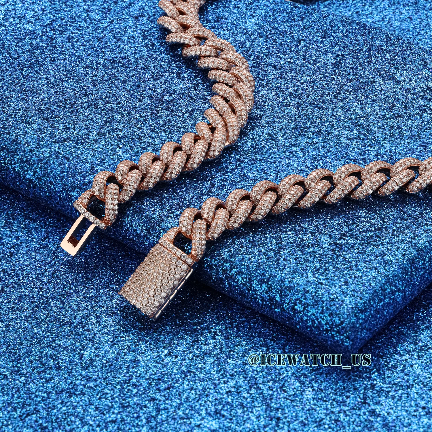 0059 925 Slive Moissanite Cuban Chains rose gold 12mm 22in D1316319296 — view 3