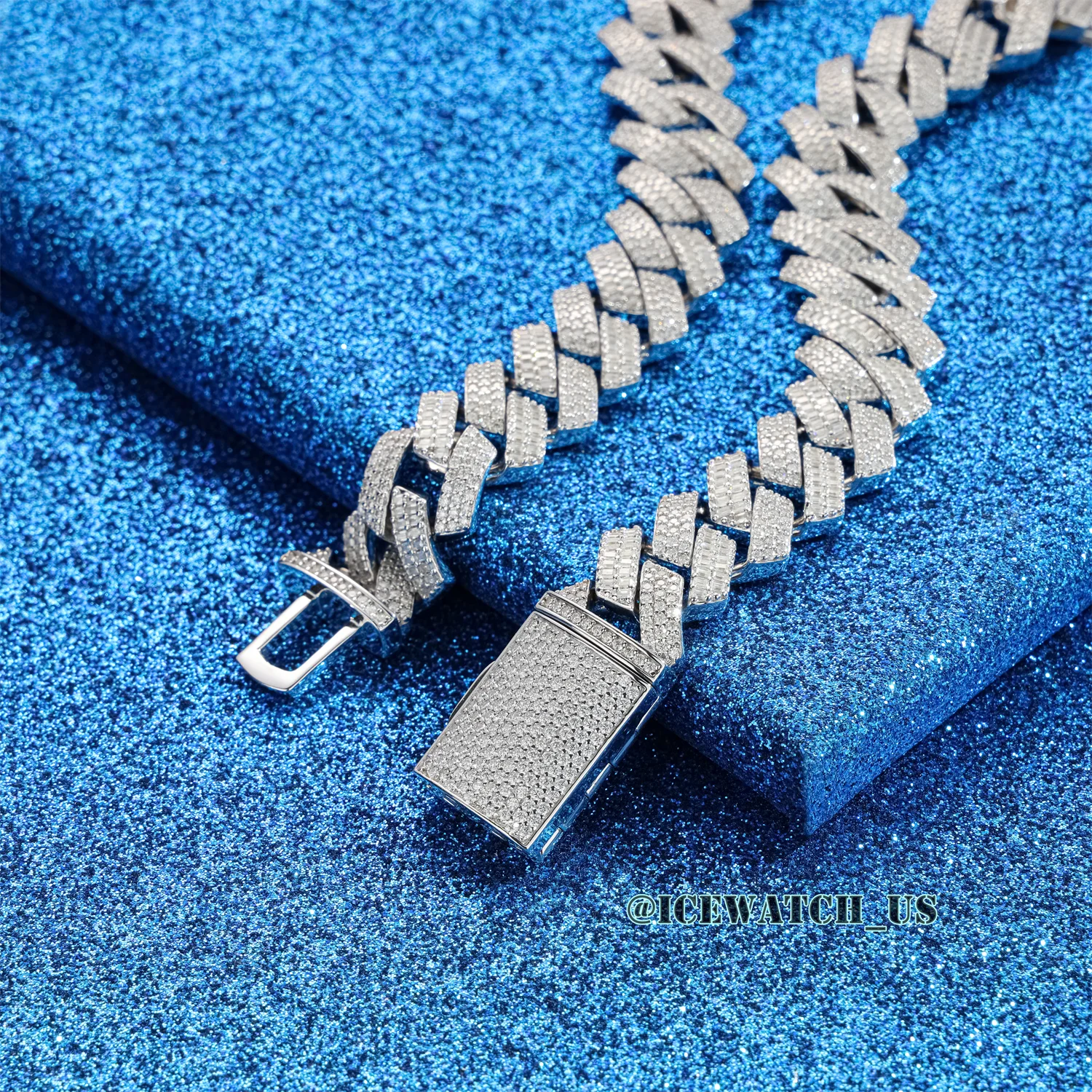0056 925 Slive Moissanite Cuban Chains white 16mm 20in D1485019293 — view 3