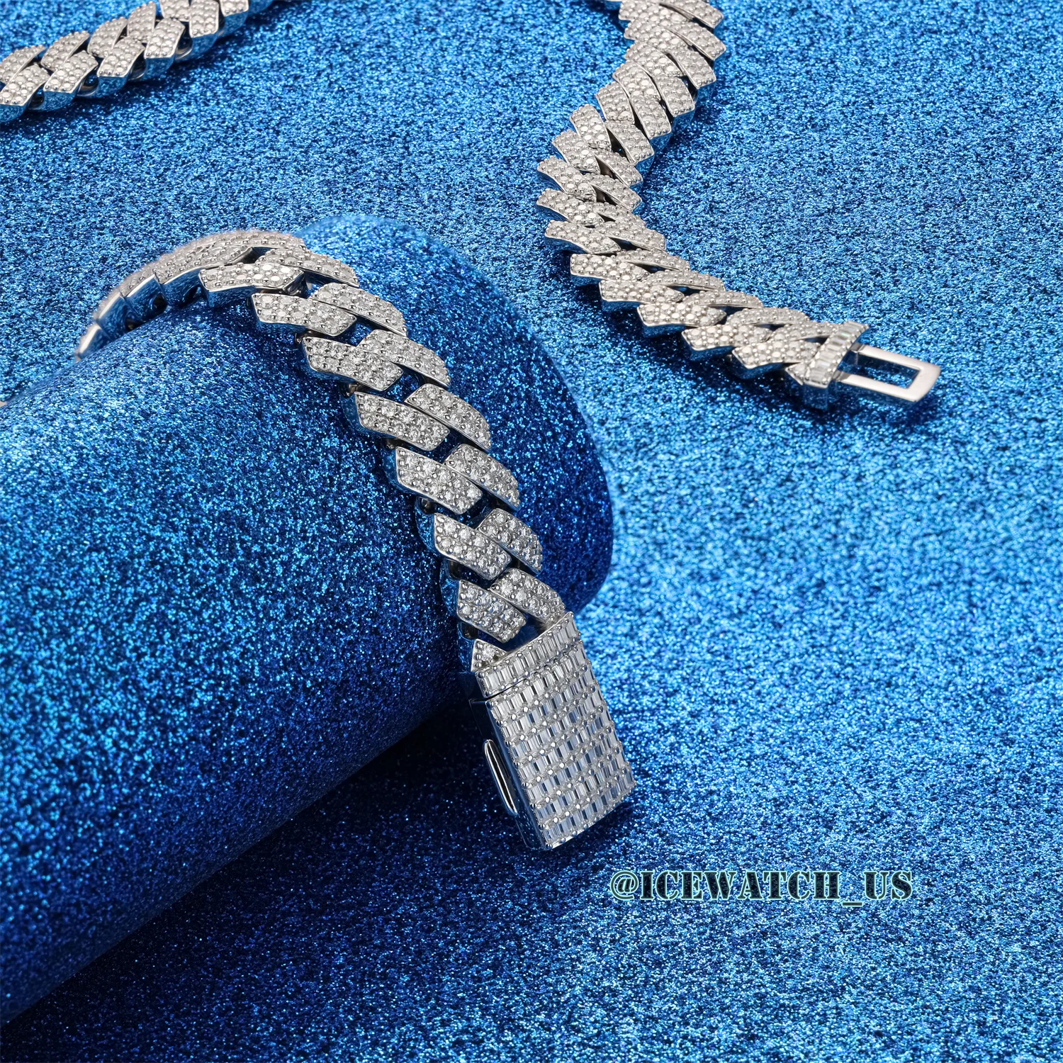 0060 925 Slive Moissanite Cuban Chains white 14mm 18in D1147519297 — view 3