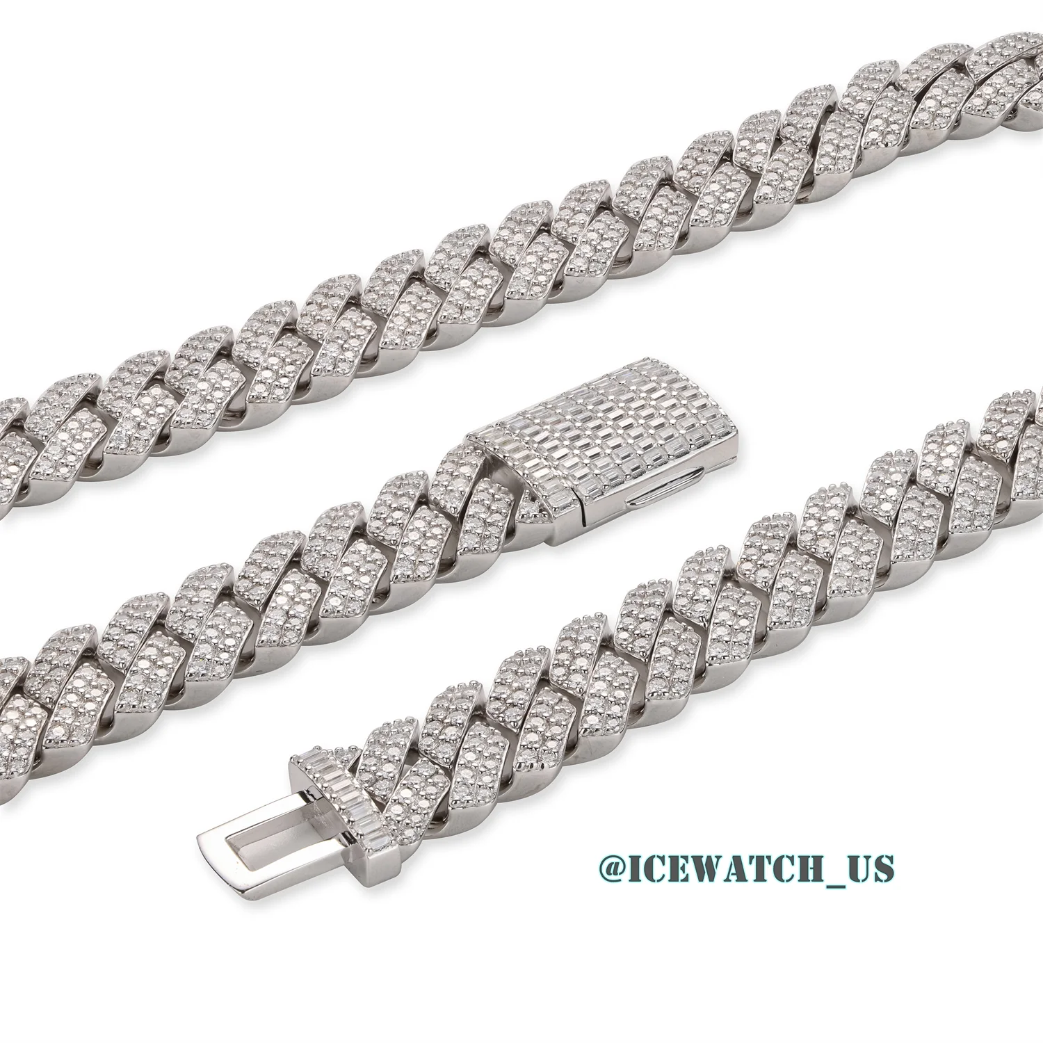 0060 925 Slive Moissanite Cuban Chains white 14mm 18in D1147519297 — view 7