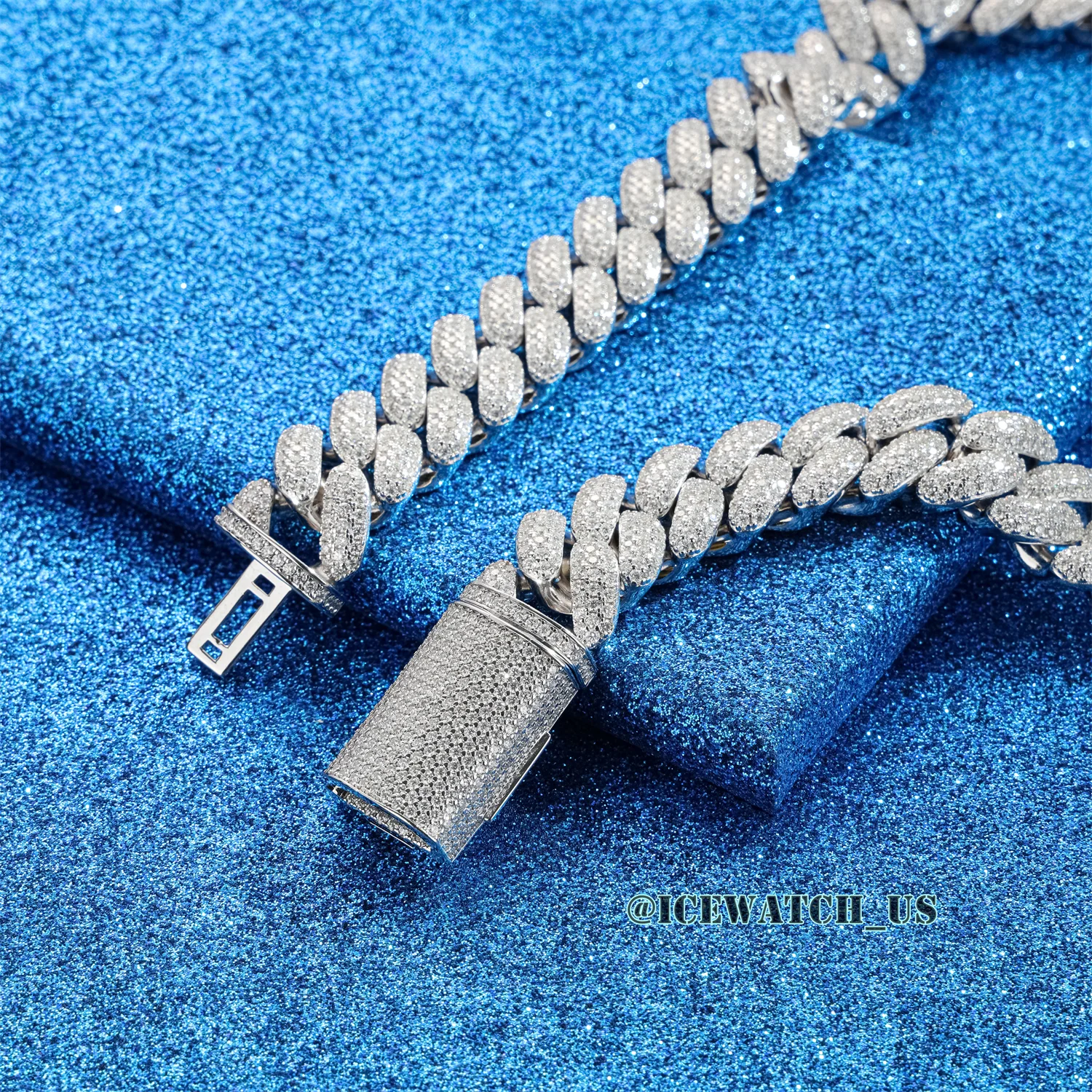 0058 925 Slive Moissanite Cuban Chains white 18mm 21in D1215019295 — view 2