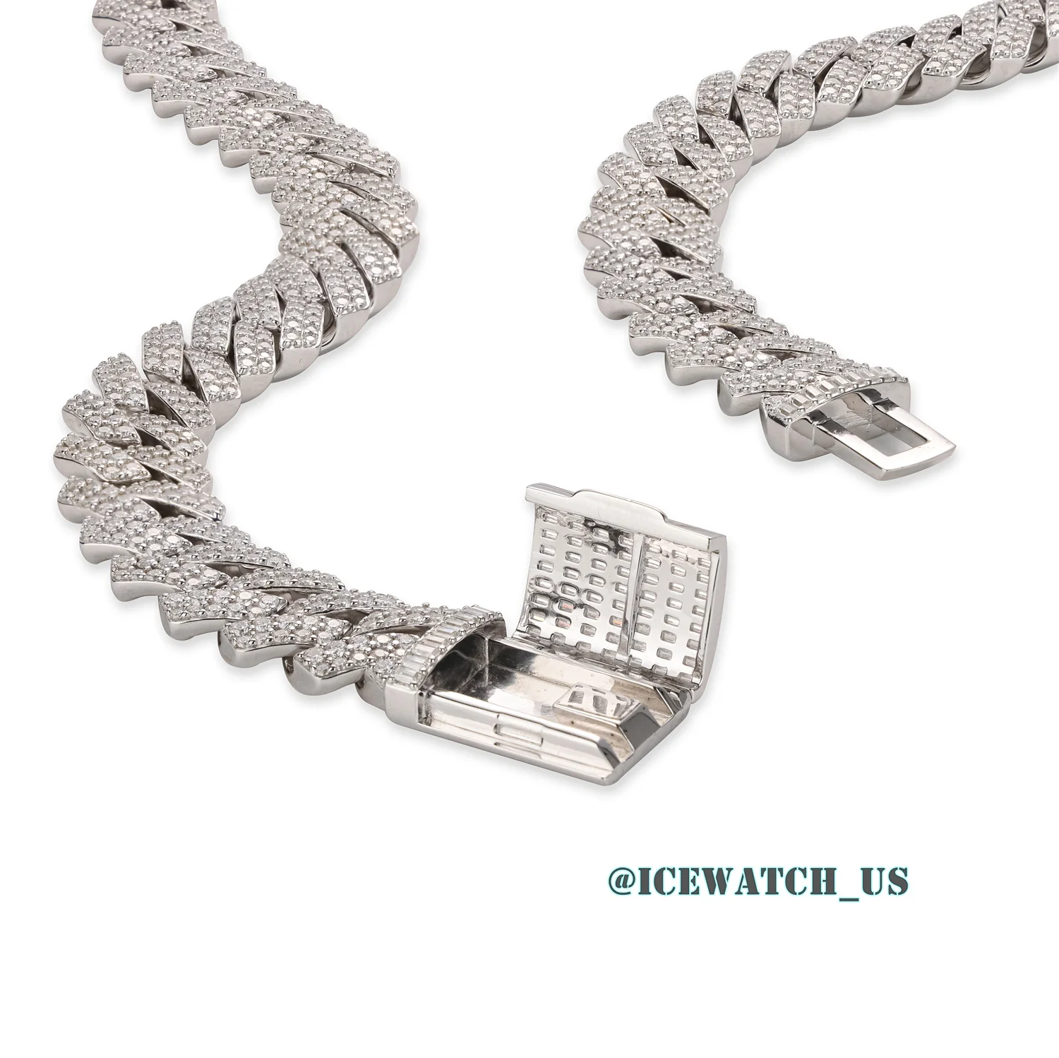 0060 925 Slive Moissanite Cuban Chains white 14mm 18in D1147519297 — view 6