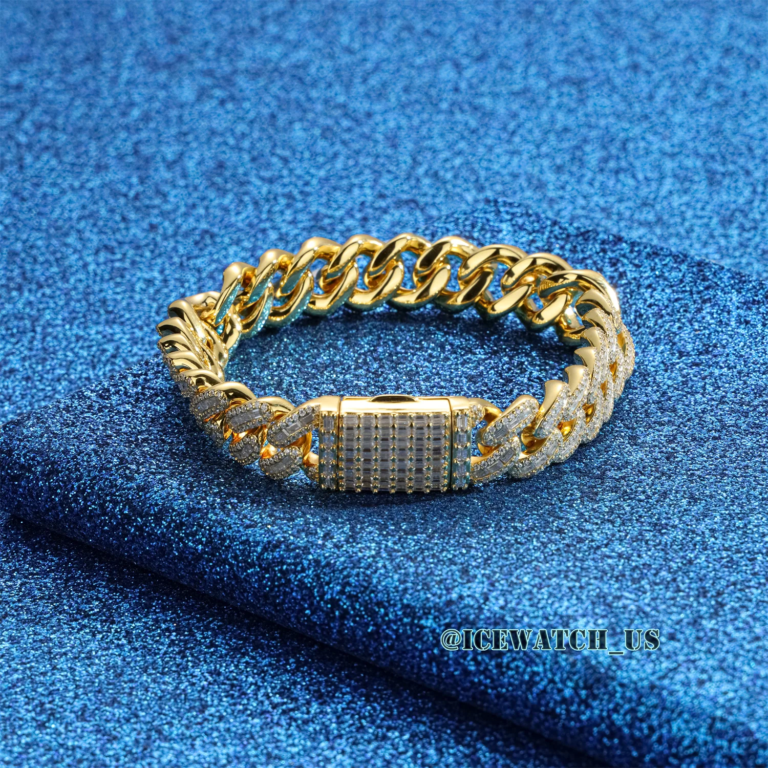 0064 925 Slive Moissanite Bracelets yellow gold 12mm 7.25in D668319301