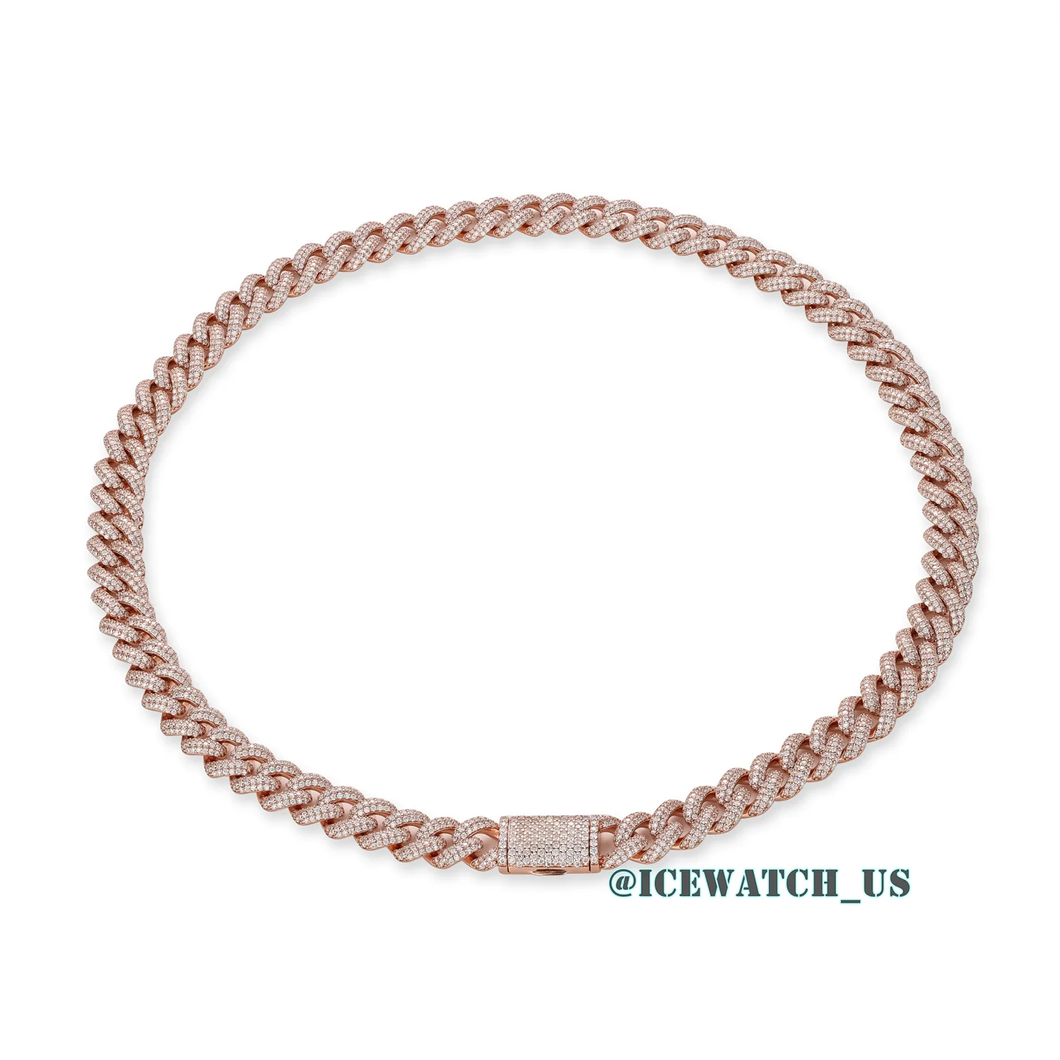 0059 925 Slive Moissanite Cuban Chains rose gold 12mm 22in D1316319296 — view 4