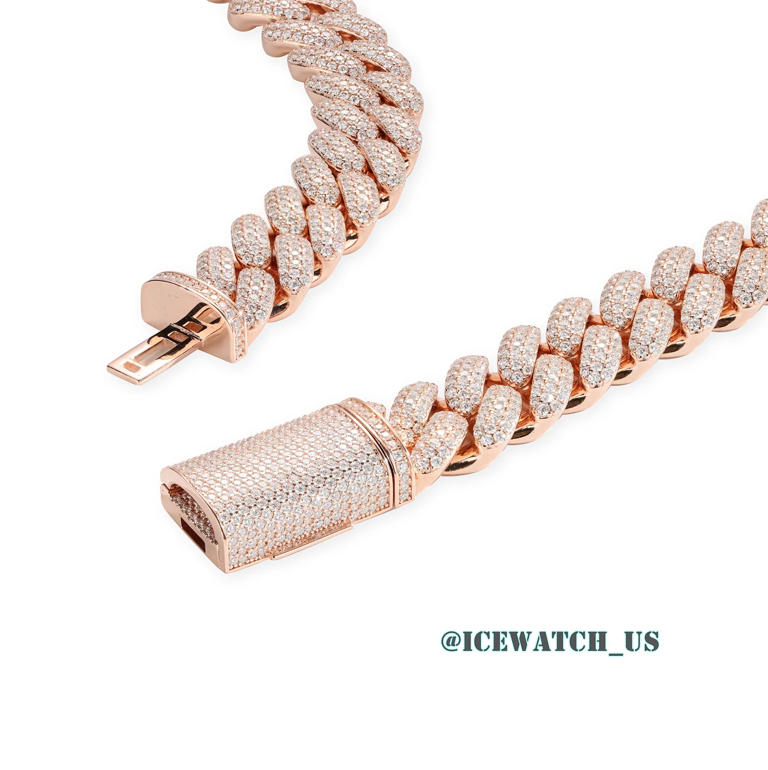 0057 925 Slive Moissanite Cuban Chains rose gold 18mm 21in D1282519294 — view 6
