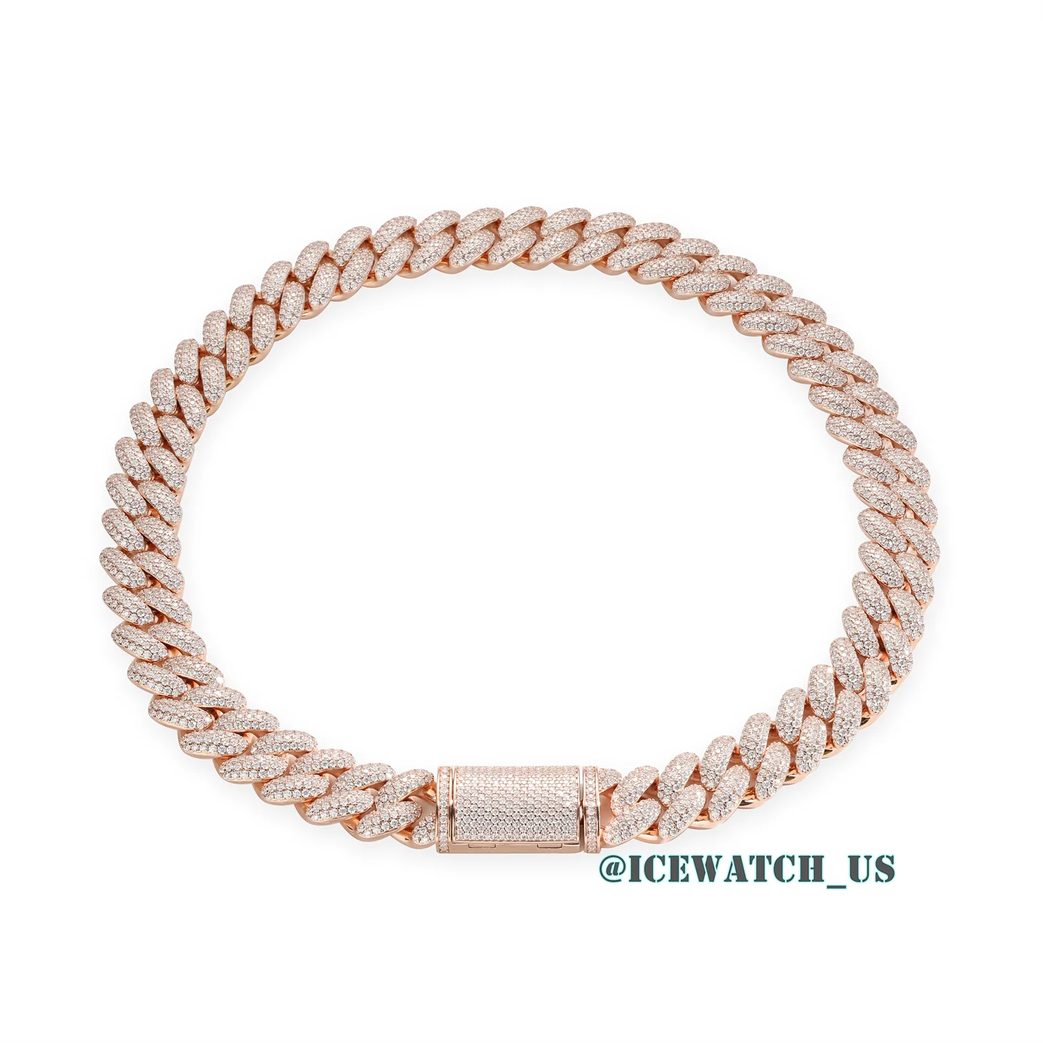 0057 925 Slive Moissanite Cuban Chains rose gold 18mm 21in D1282519294 — view 4