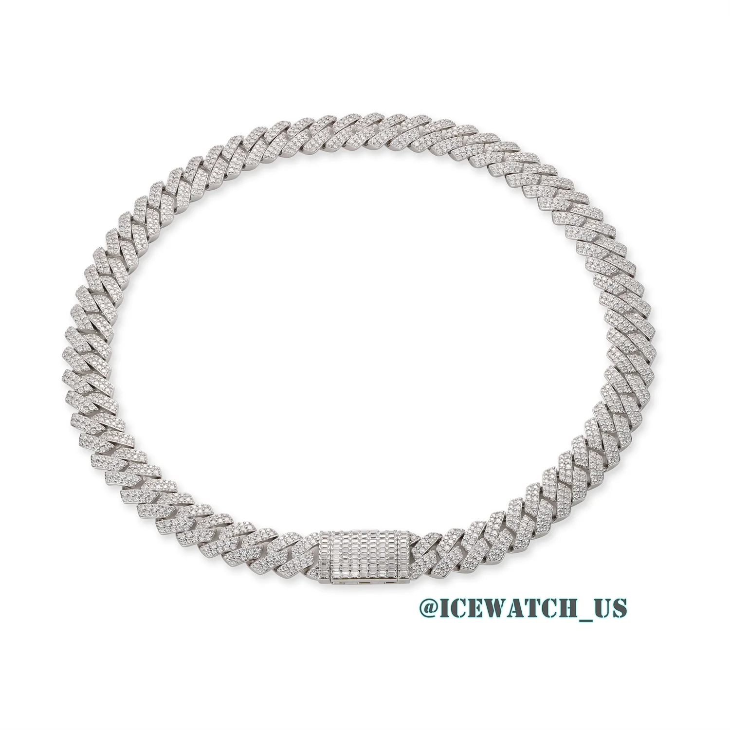 0060 925 Slive Moissanite Cuban Chains white 14mm 18in D1147519297 — view 4