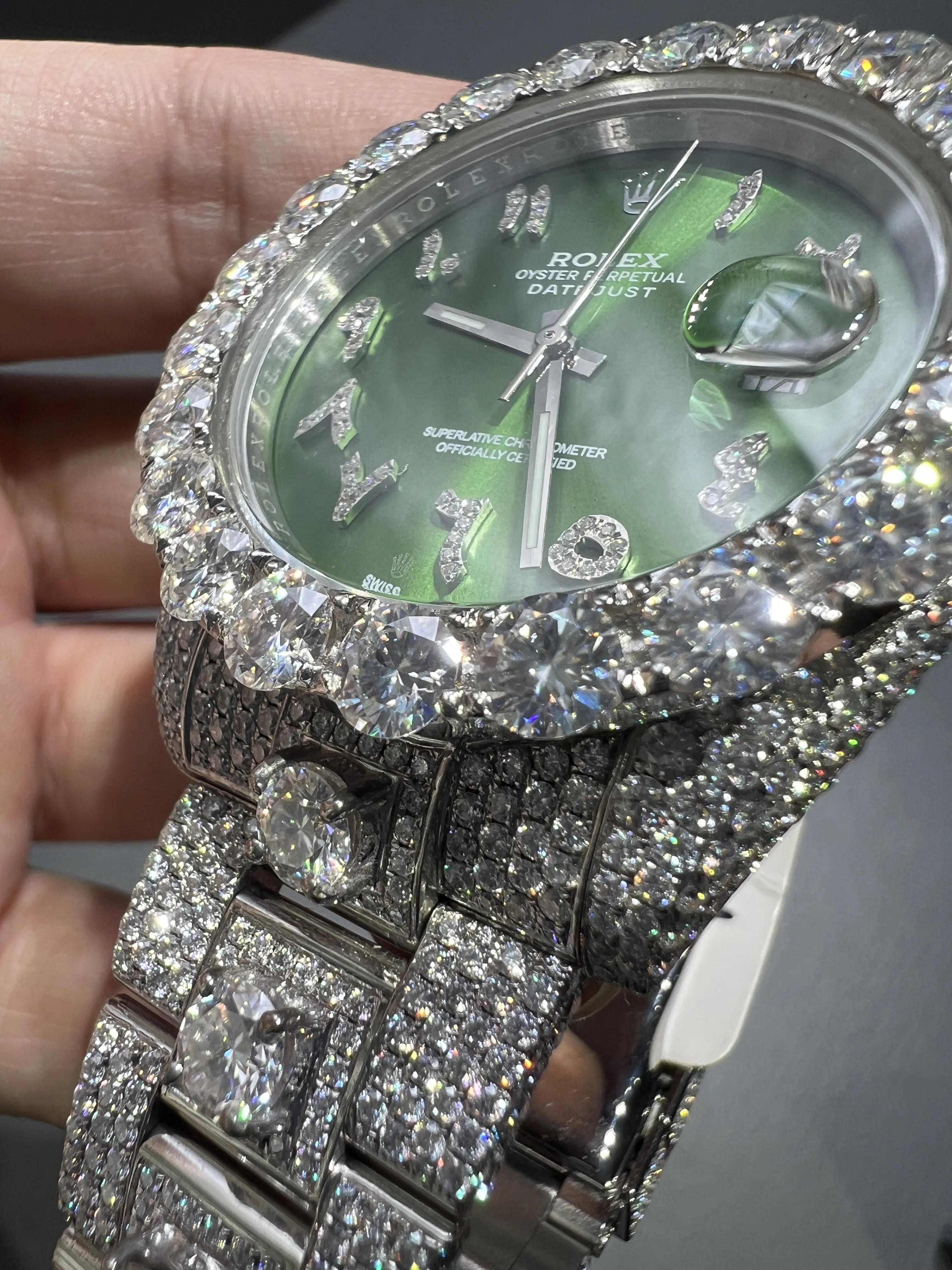 Datejust Icedout Watch with Green Arabic Dial D1215019310 — view 10