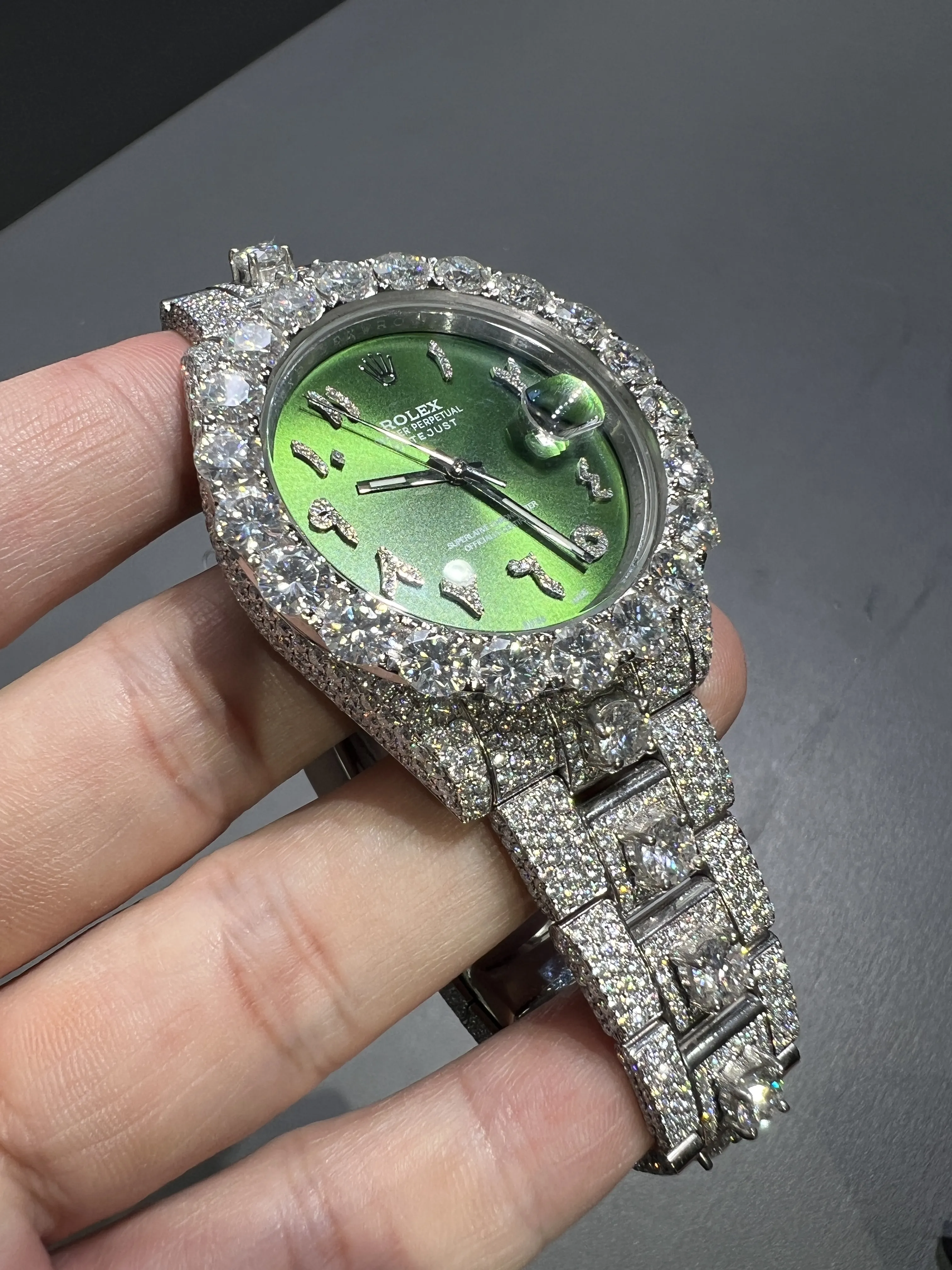 Datejust Icedout Watch with Green Arabic Dial D1215019310 — view 9
