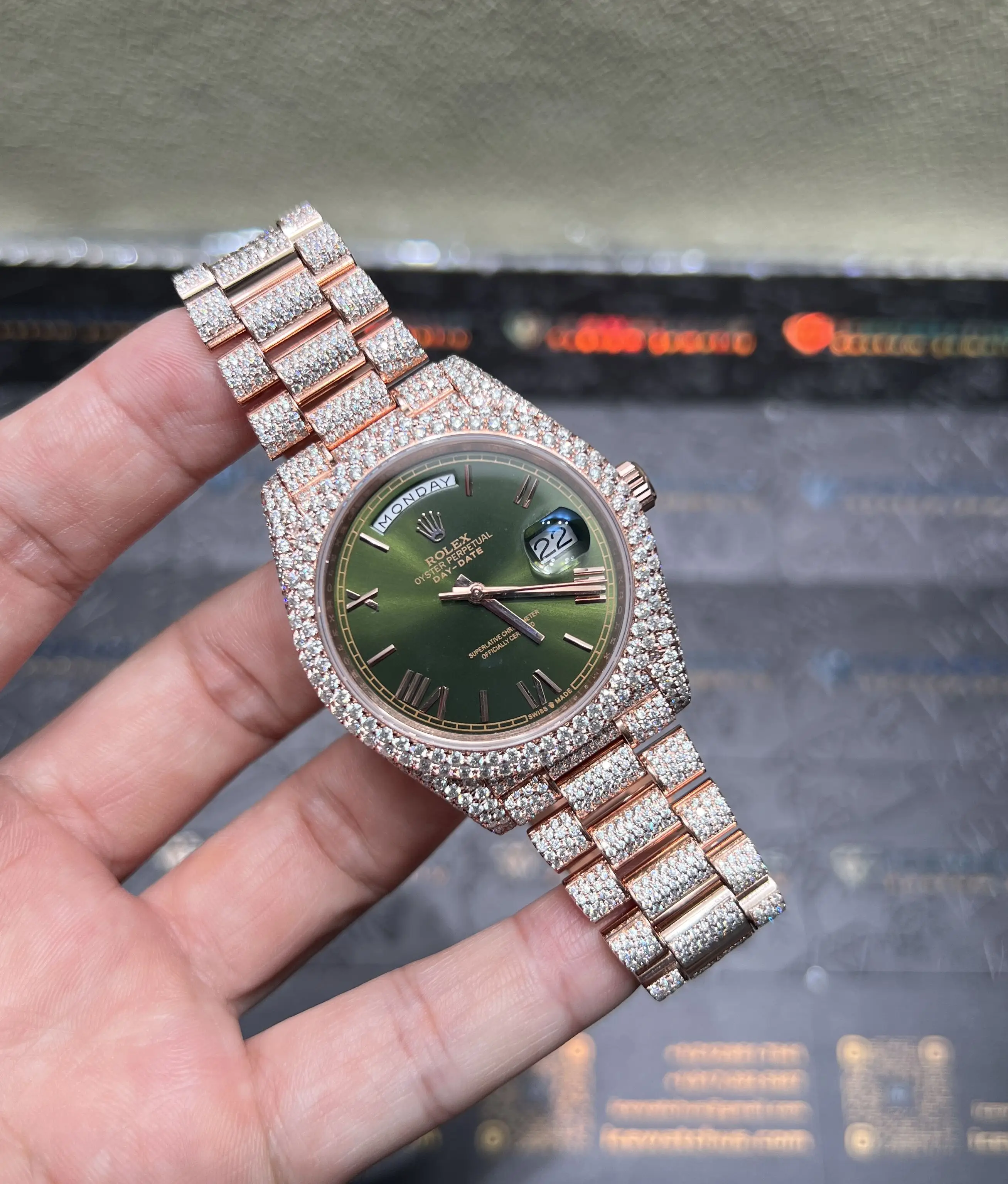 Day-Date Icedout Watch with Olive Green Dial D1147519302 — view 2