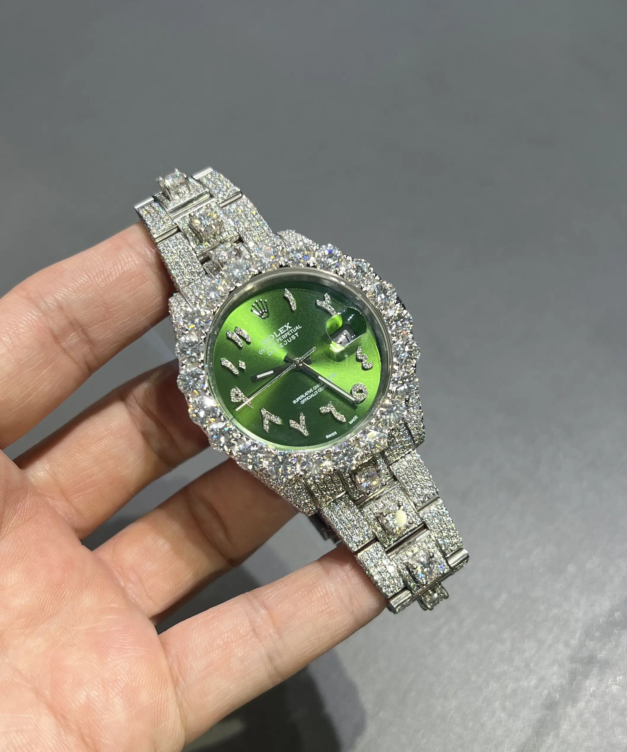 Datejust Icedout Watch with Green Arabic Dial D1215019310 — view 2
