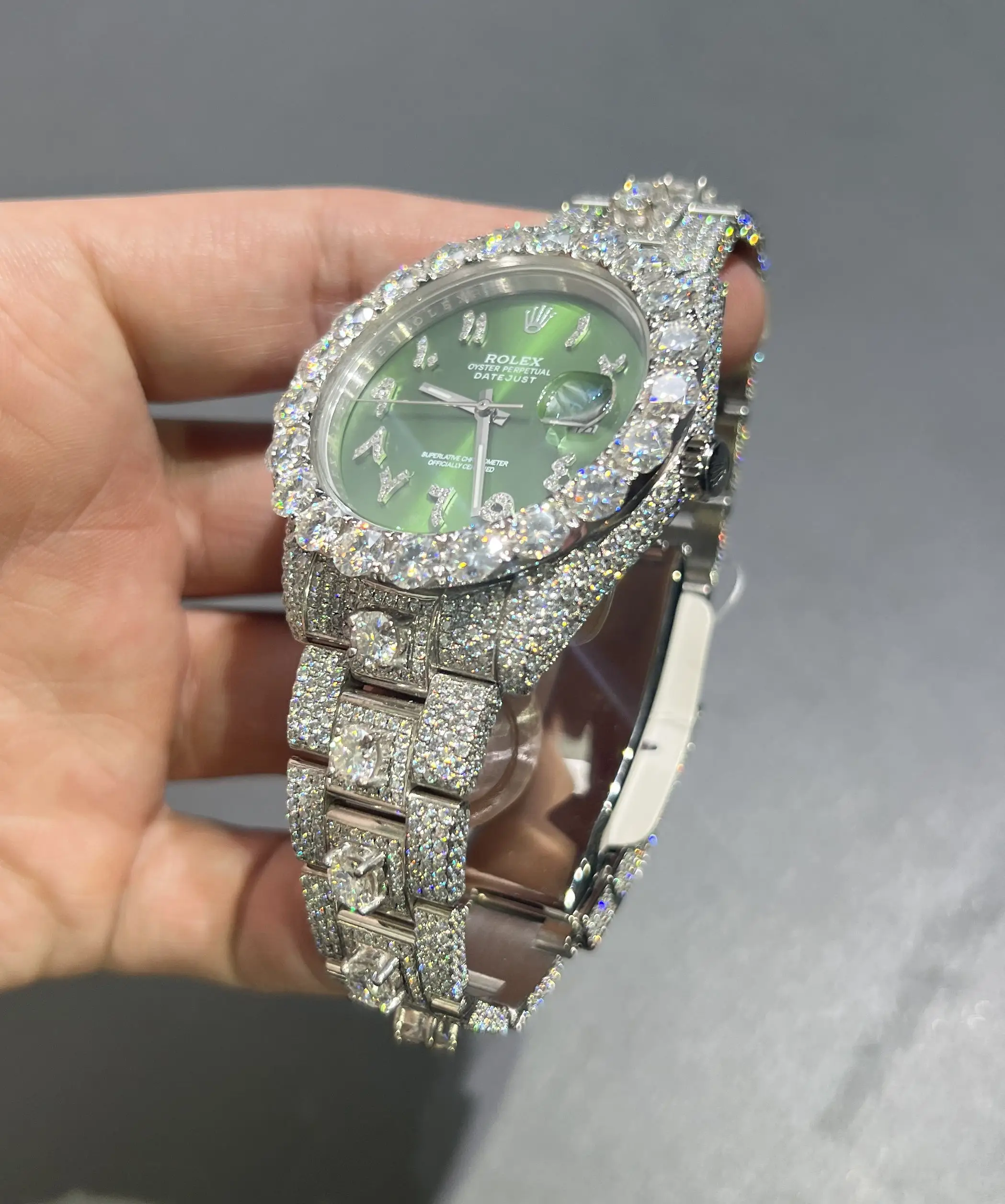 Datejust Icedout Watch with Green Arabic Dial D1215019310 — view 5