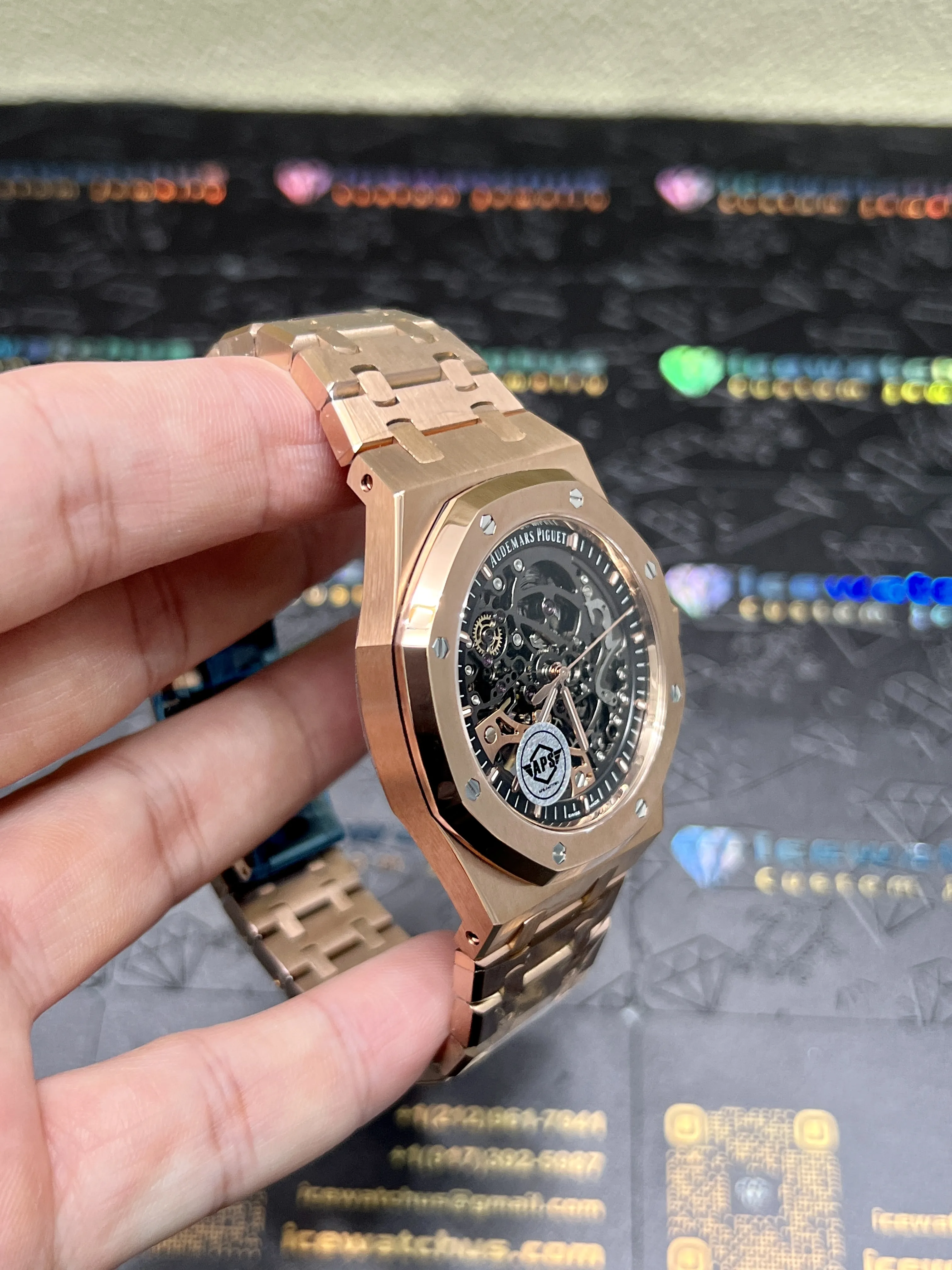 Royal Oak Skeleton Dial Rose Gold Watch D444219325 — view 3