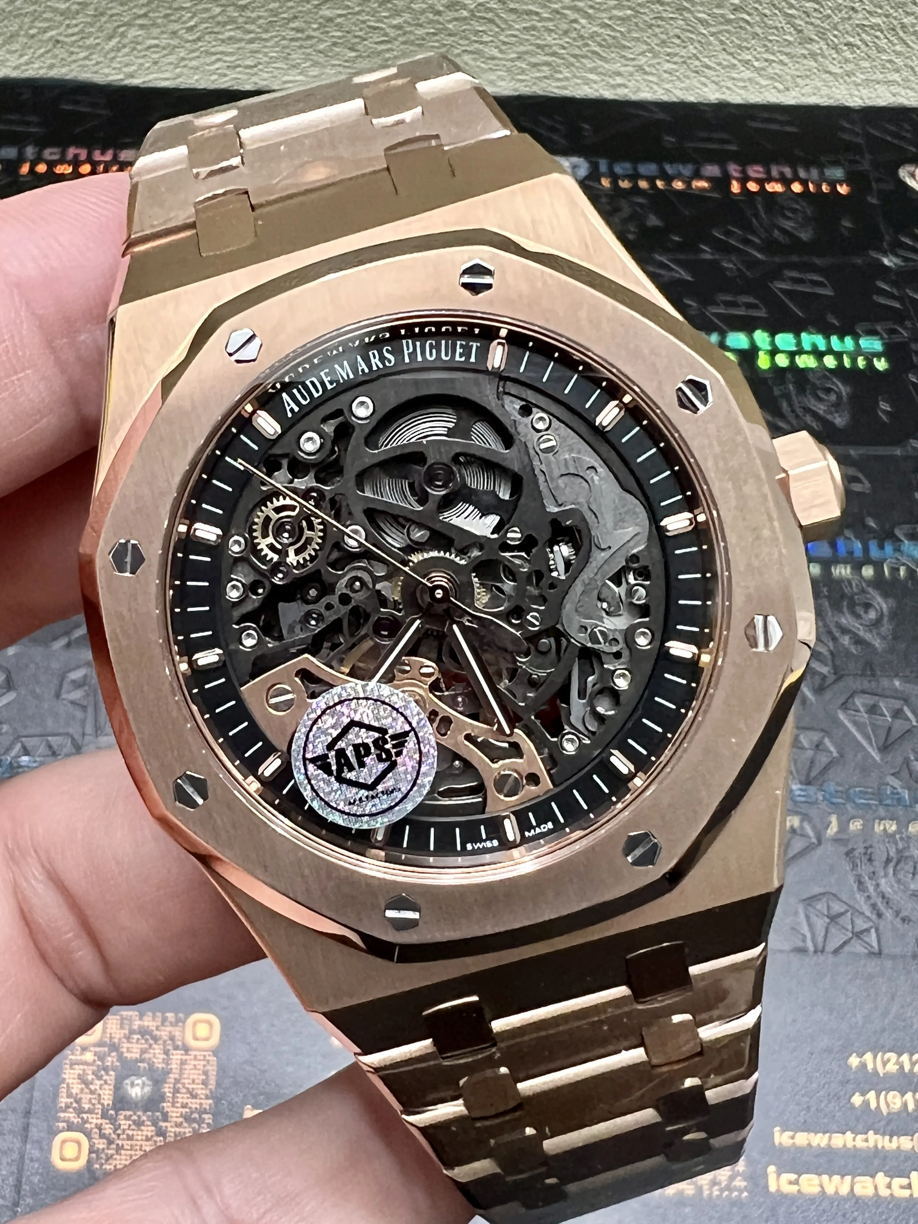 Royal Oak Skeleton Dial Rose Gold Watch D444219325 — view 9