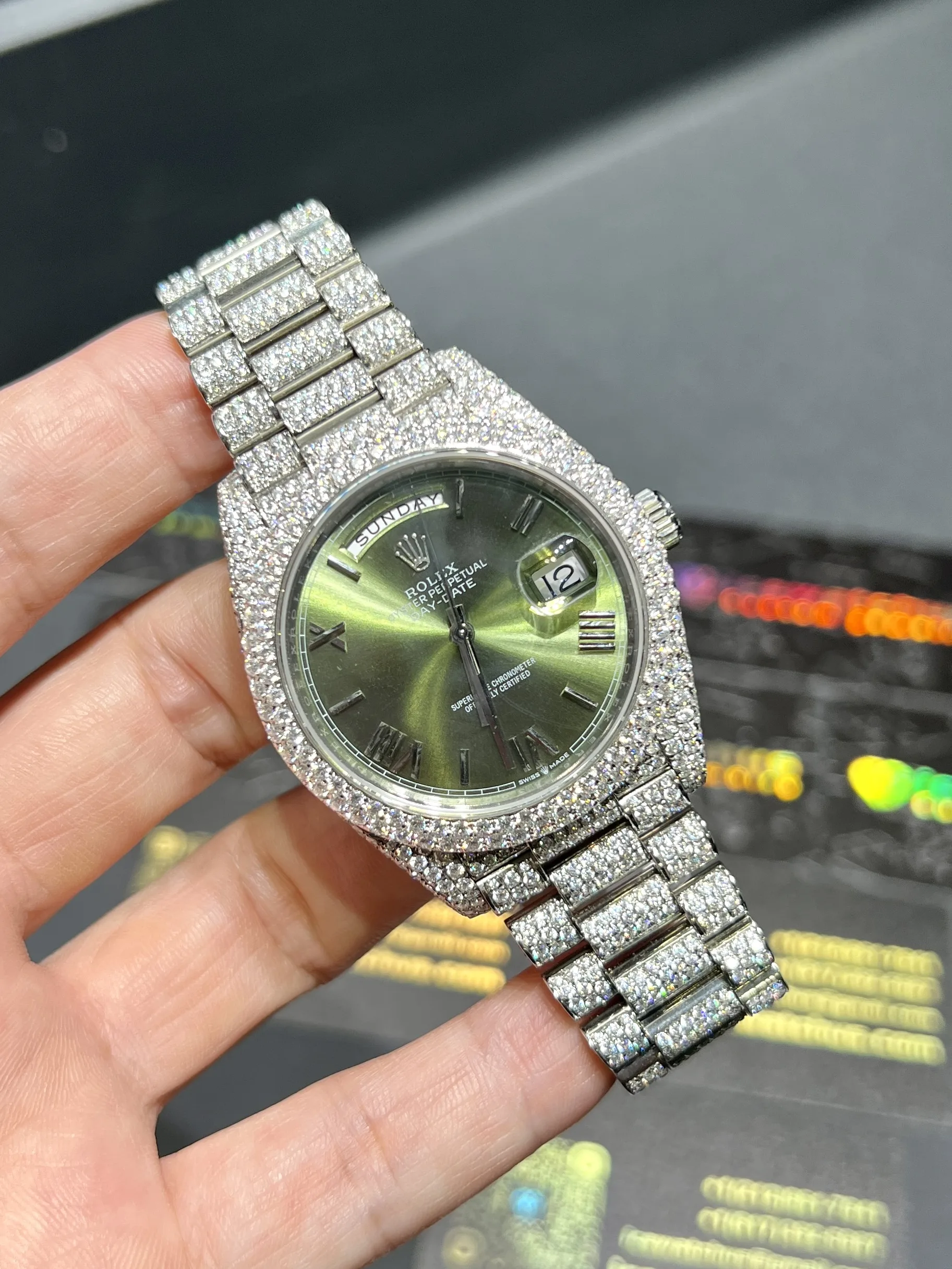 Day-Date Icedout Watch with Olive Green Dial D1080019316 — view 2