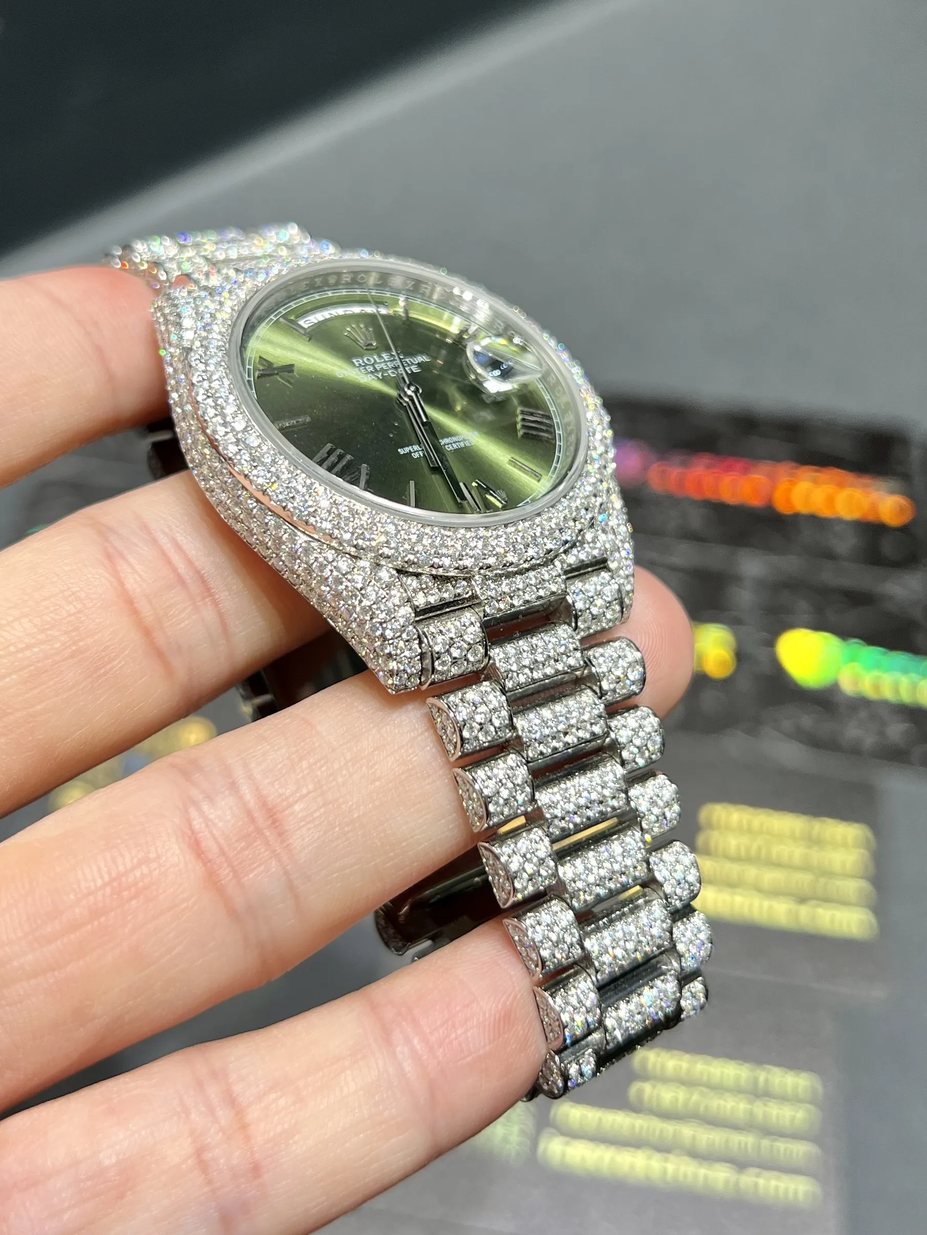 Day-Date Icedout Watch with Olive Green Dial D1080019316 — view 3