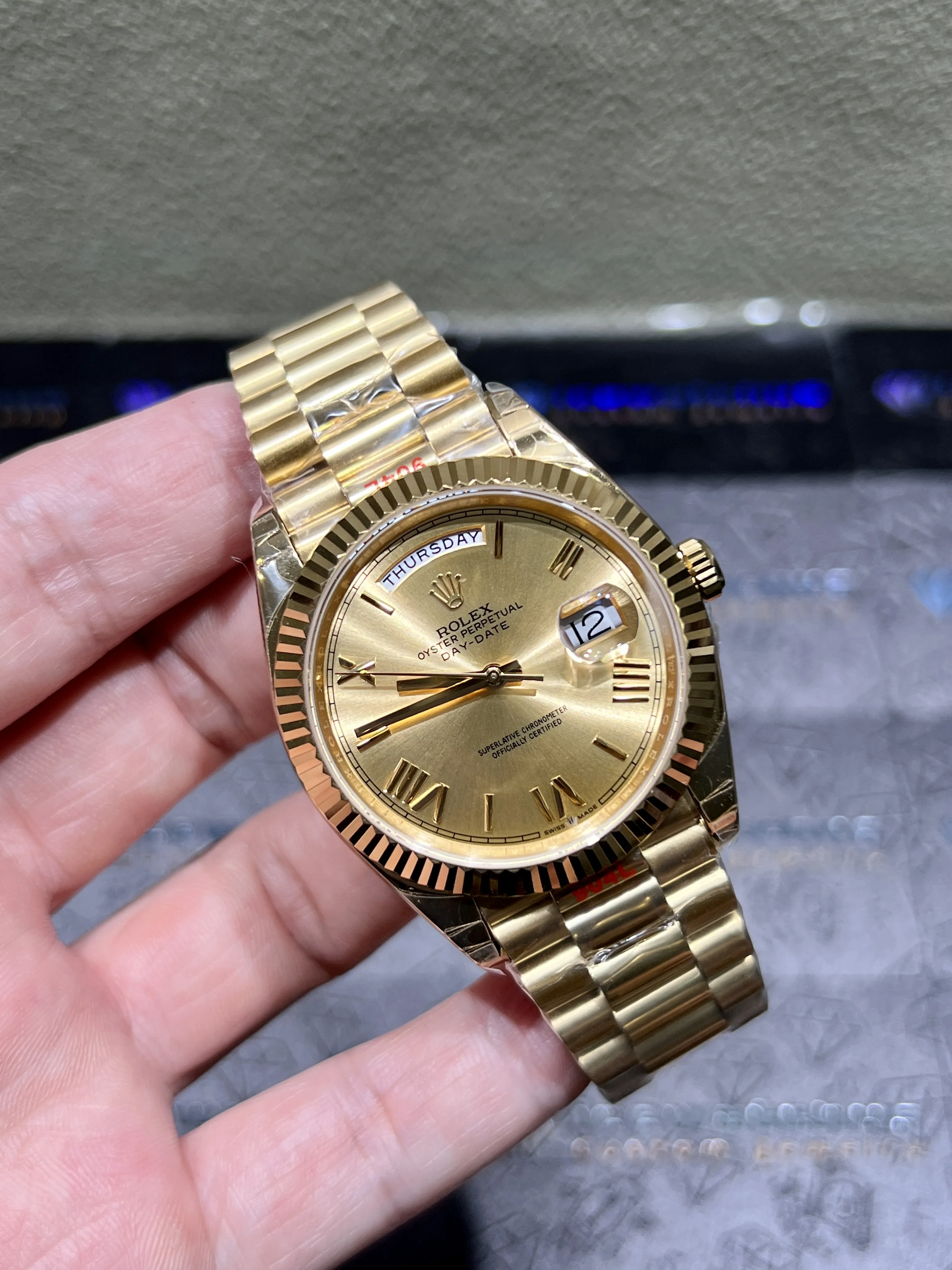 Day-Date 40mm Gold Dial Roman Marker Watch D417219320 — view 2