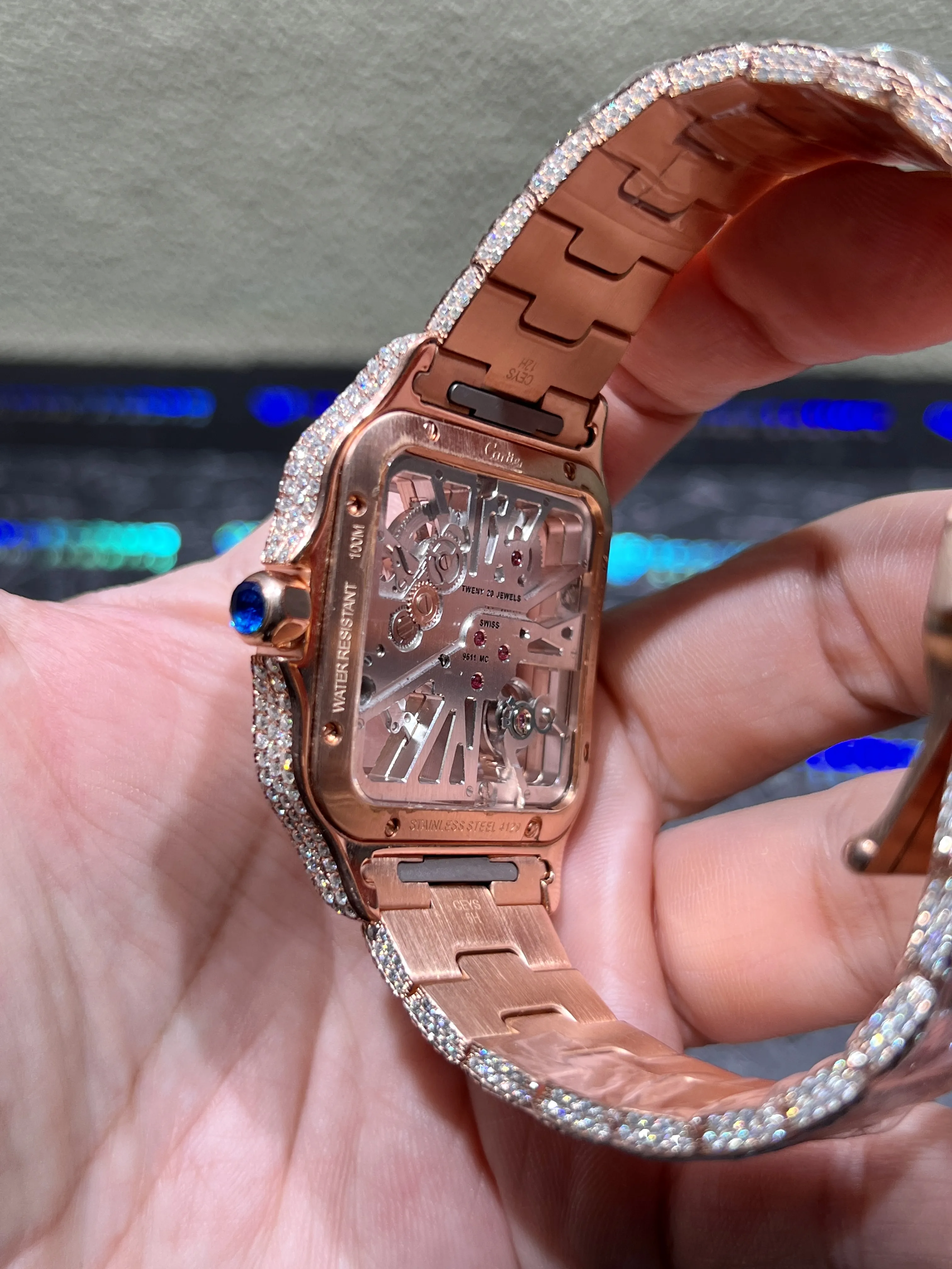 Santos Skeleton Icedout Watch 40mm D1147519332 — view 6