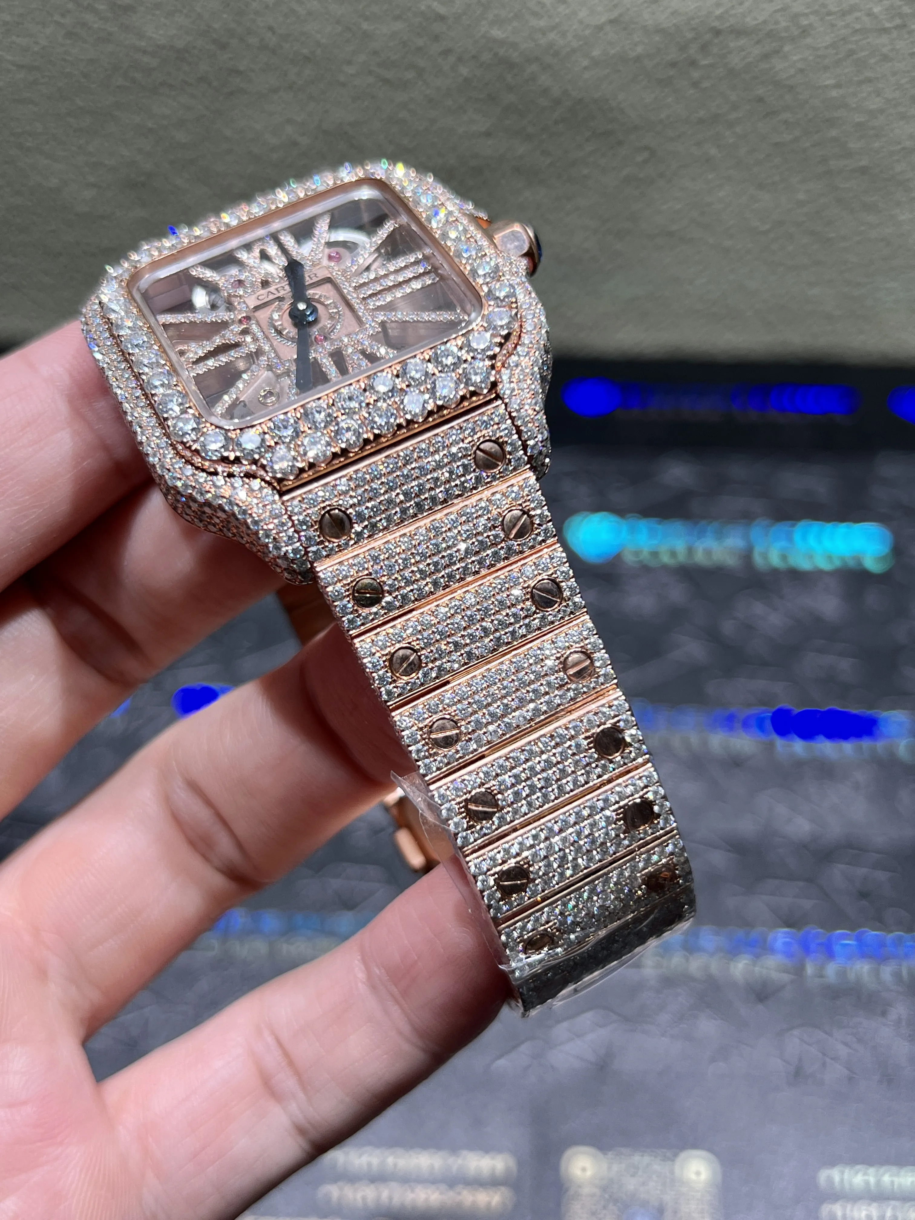 Santos Skeleton Icedout Watch 40mm D1147519332 — view 9