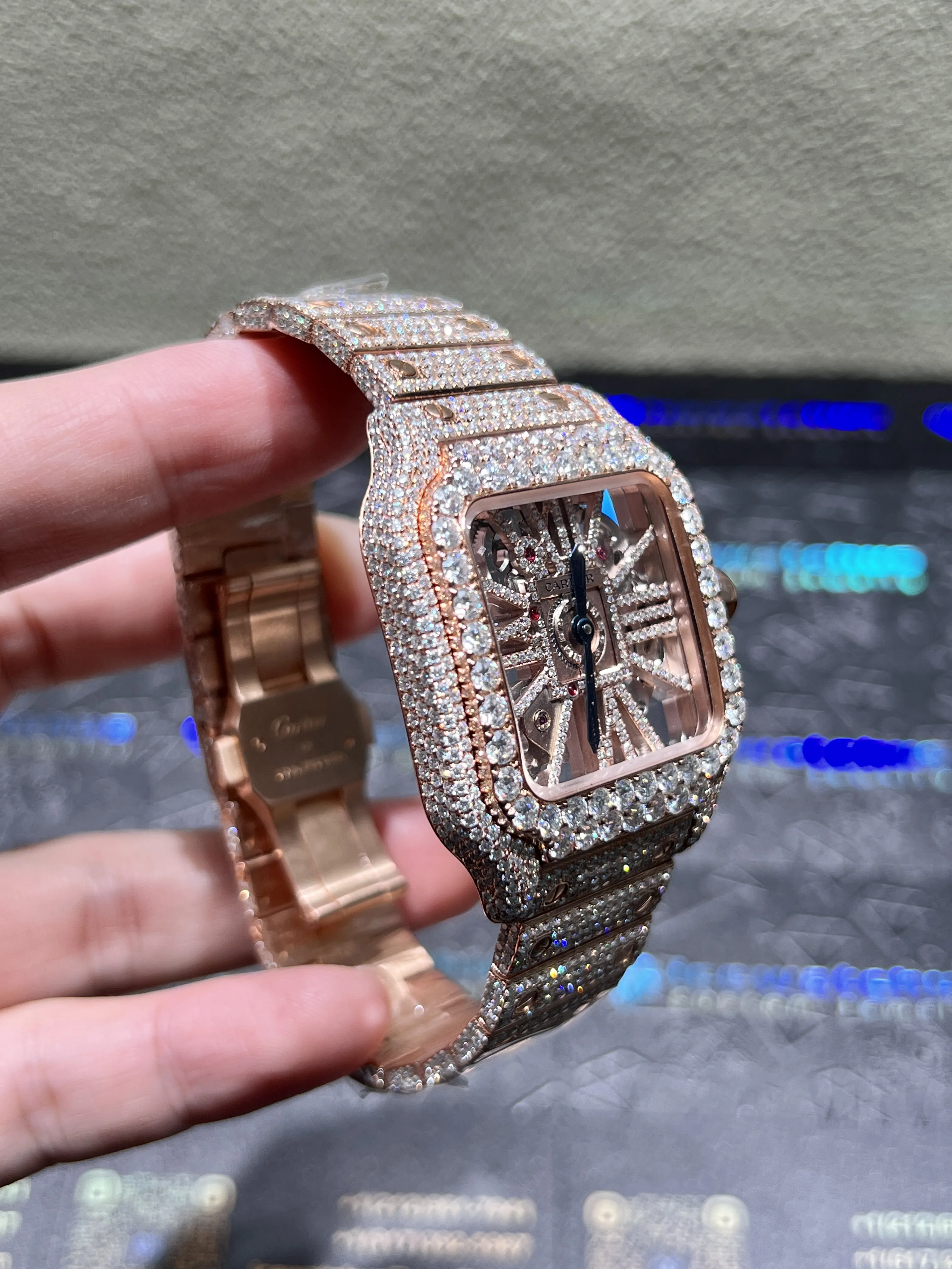 Santos Skeleton Icedout Watch 40mm D1147519332 — view 3