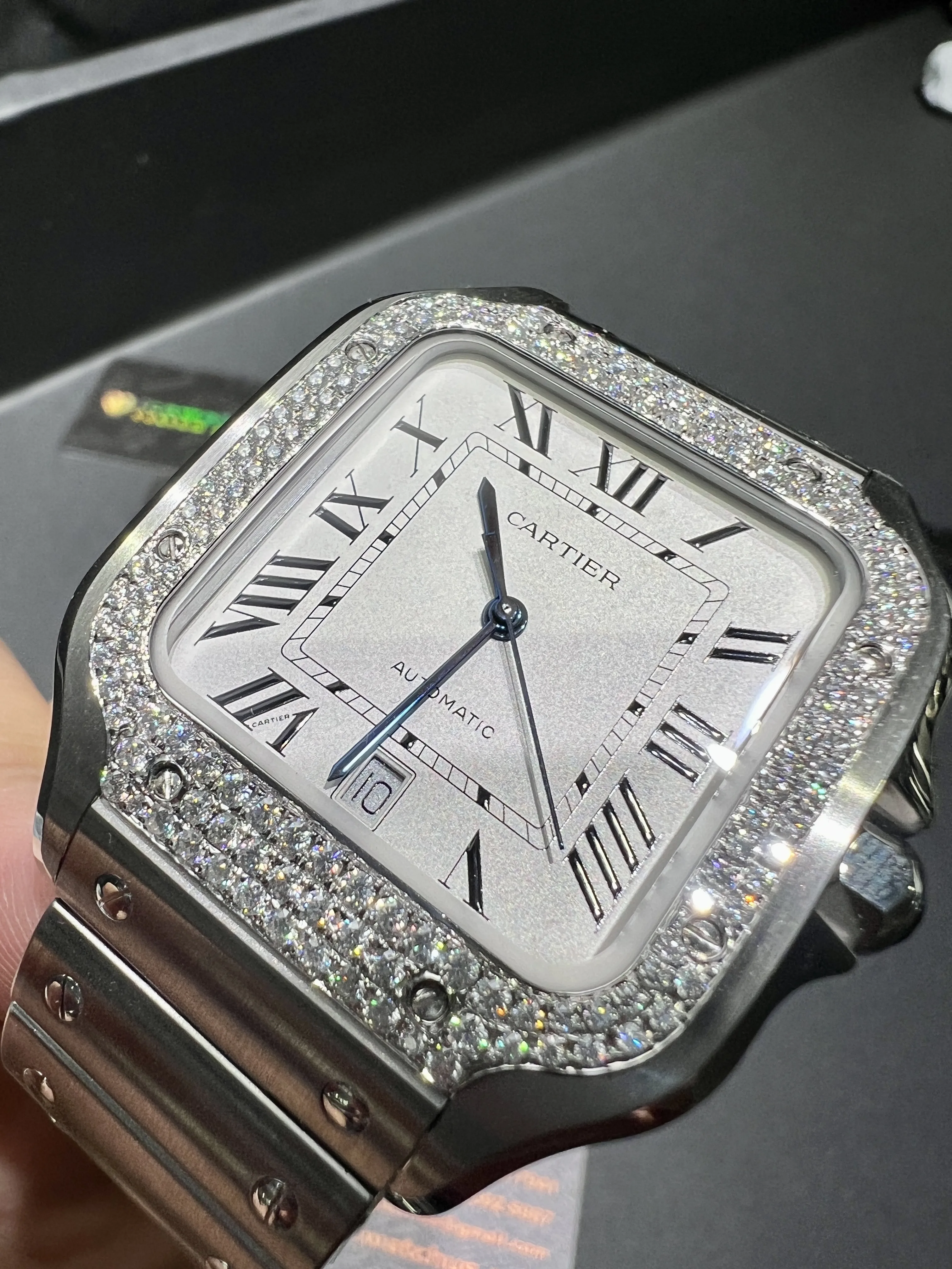 Santos de Cartier Icedout Watch with Diamond Bezel D526519336 — view 8