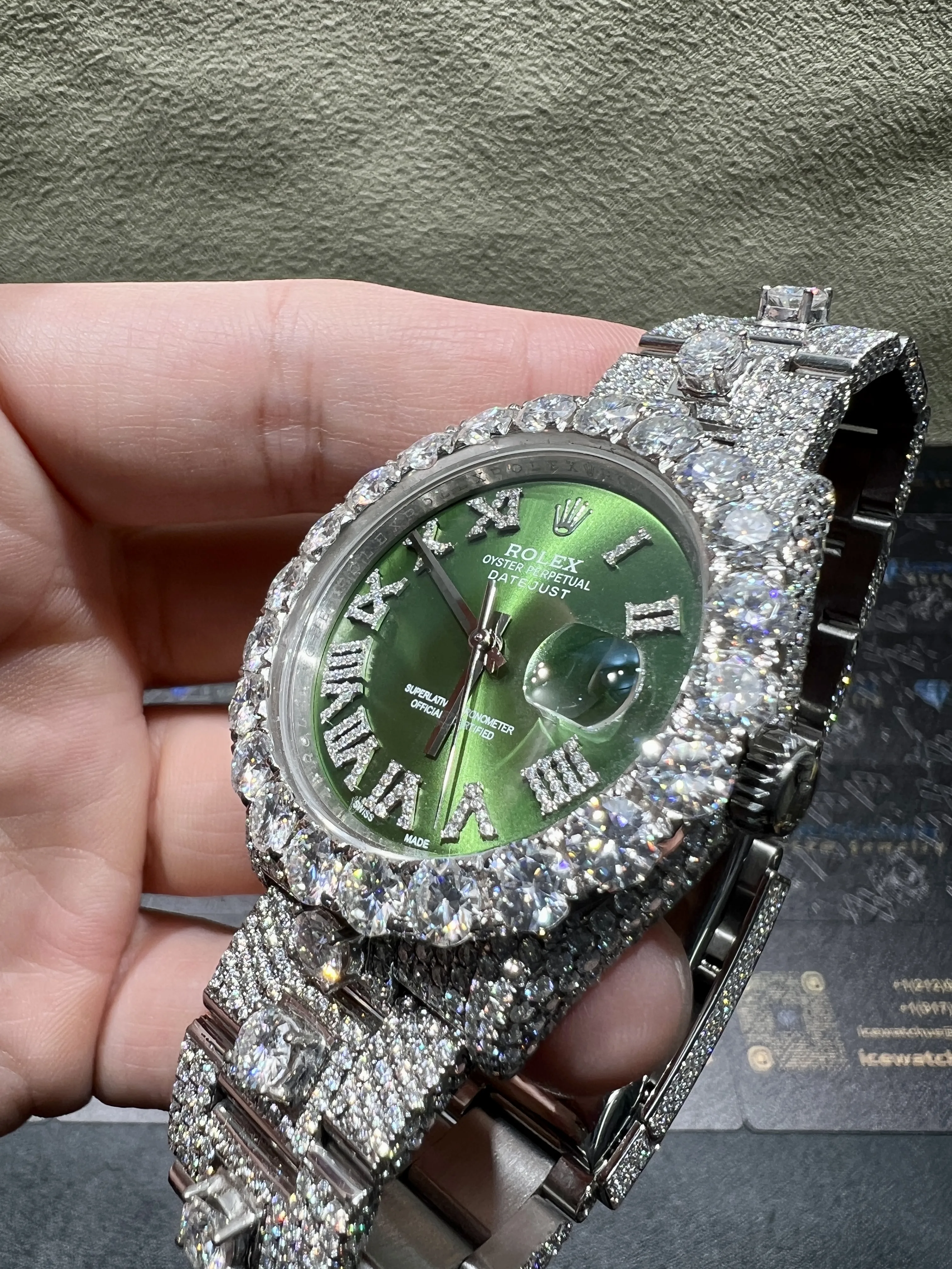 Datejust 36mm Icedout Watch with Green Dial D1147519350 — view 8